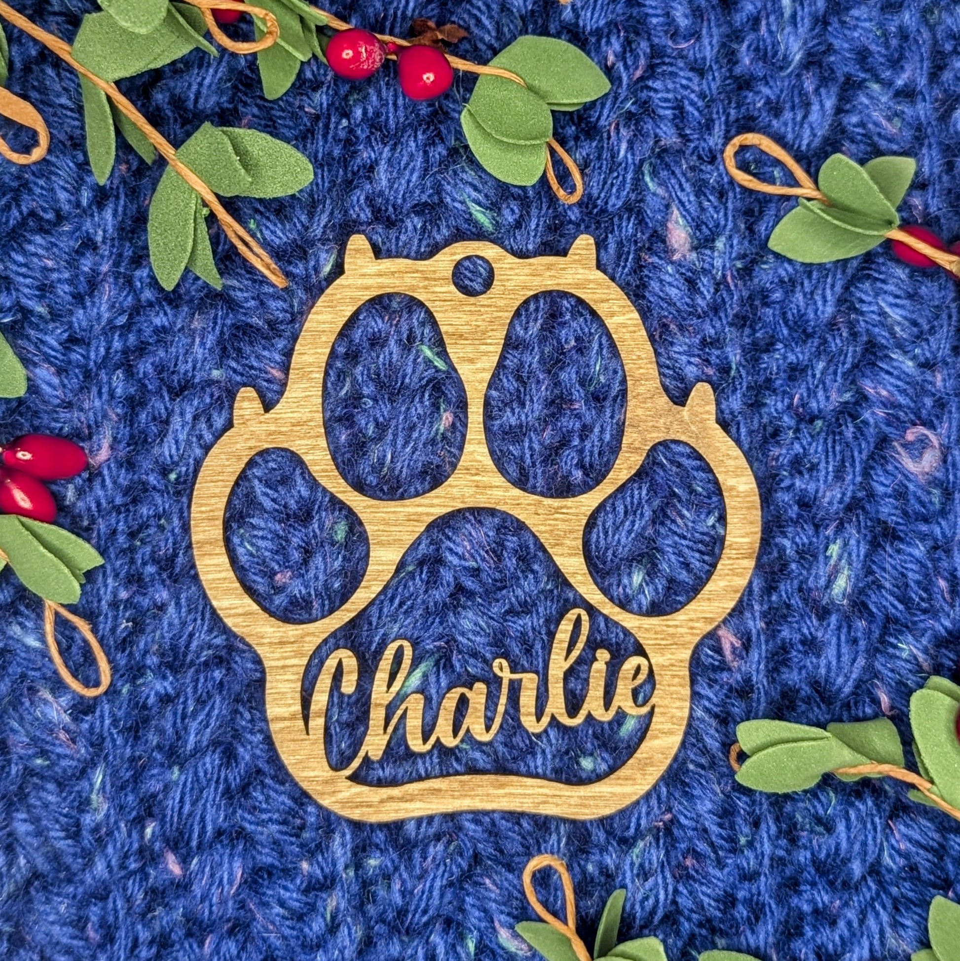Custom Dog Christmas Ornament | Simple Paw Print with No Snowflake | Personalized Pet Gift for Dog Lovers