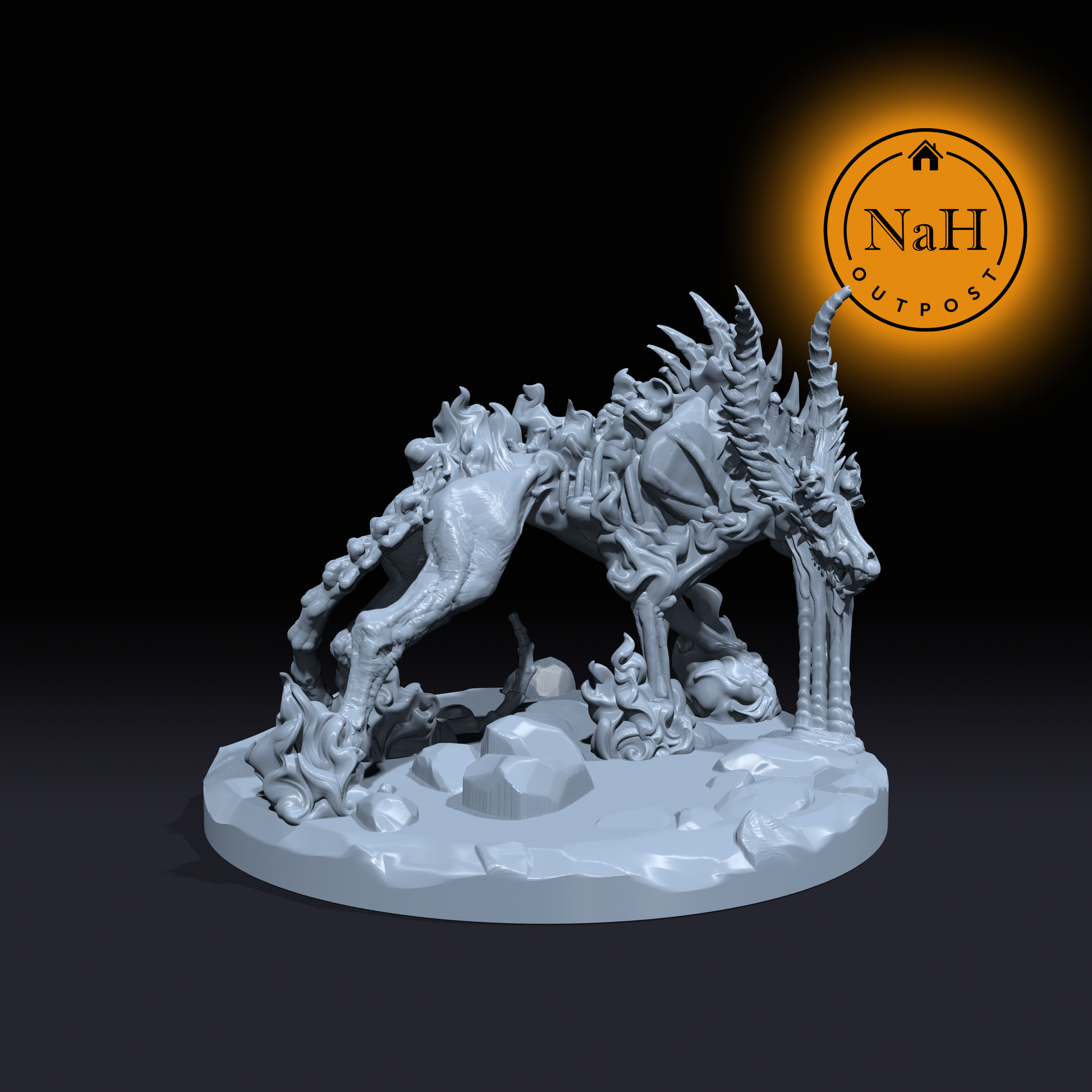 Fyren, the Infernal Guardian | Hellfire Hound | Hell Hound miniature for Tabletop games like D&D and War Gaming