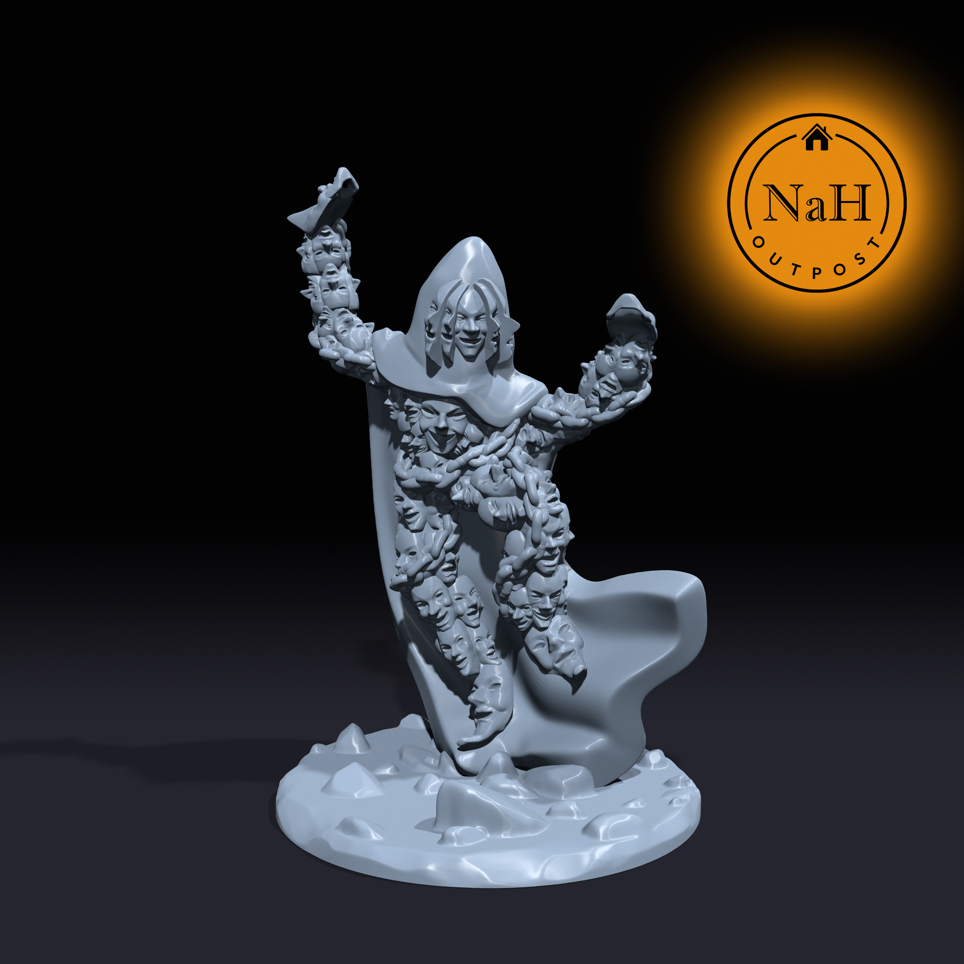 Motley, Jester of Sorrow | Masks Golem Miniature for Tabletop games like D&D and War Gaming