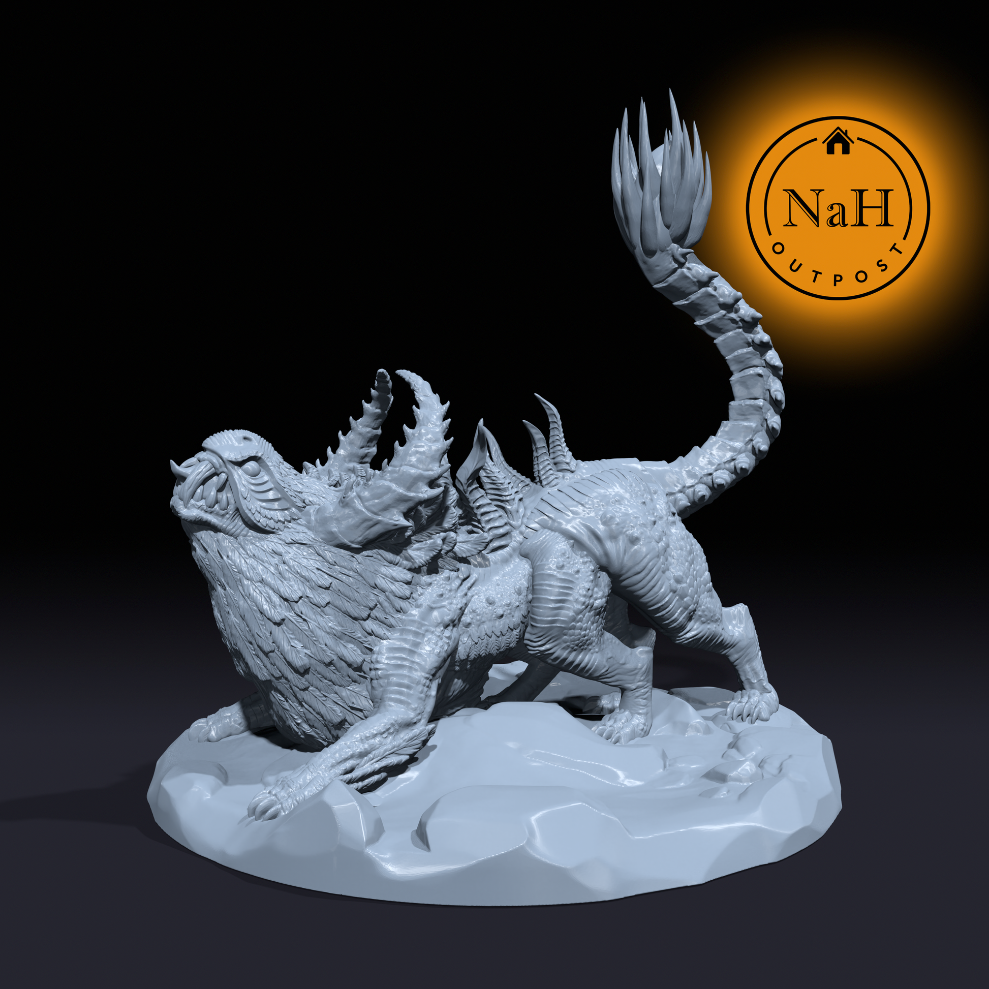 Spikescourge, Terror of the Wastes | New Age Chimera | Spiked Fiend Miniature for Tabletop games like D&D 5e and TTRPG War Gaming