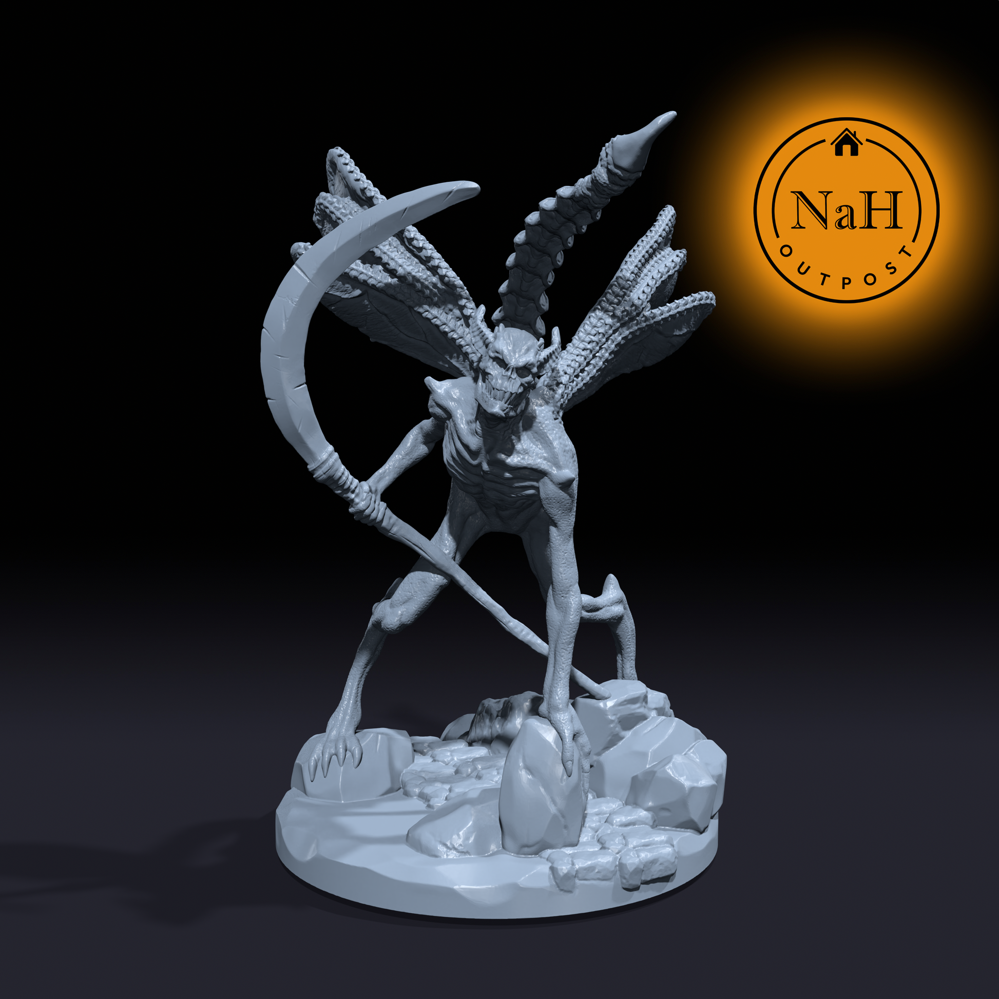 Marrowgrin, the Hell WardenBone Devil | Slender Devil Miniature for Tabletop games like D&D and War Gaming