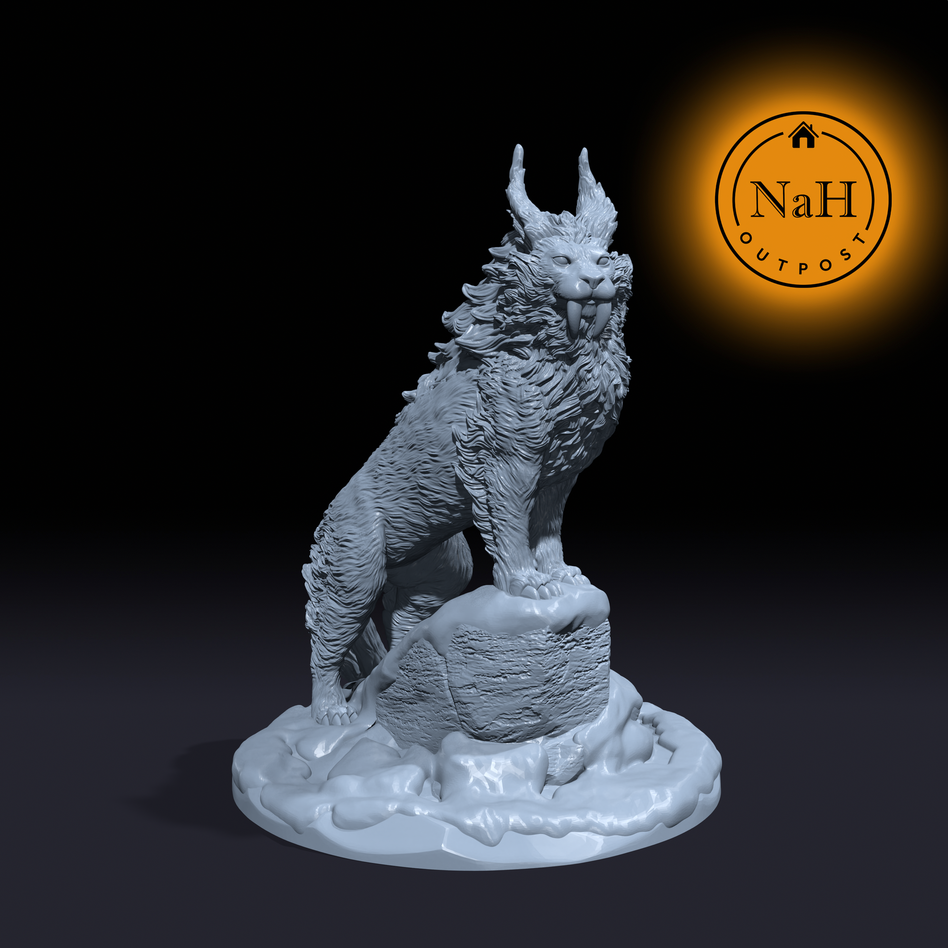 Frostfang, the Silent Hunter | Winter Wildcat | Crag cat | Miniature for Tabletop games like D&D and War Gaming