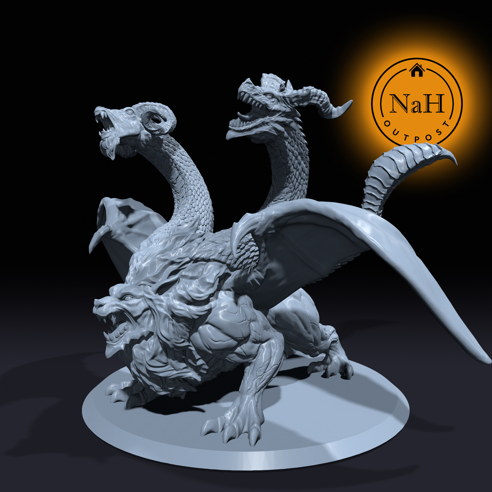Leonix, the Three-Headed Fury | Chimera miniature for Tabletop games like D&D and War Gaming| Dungeons and Dragons Mini | RN estudio