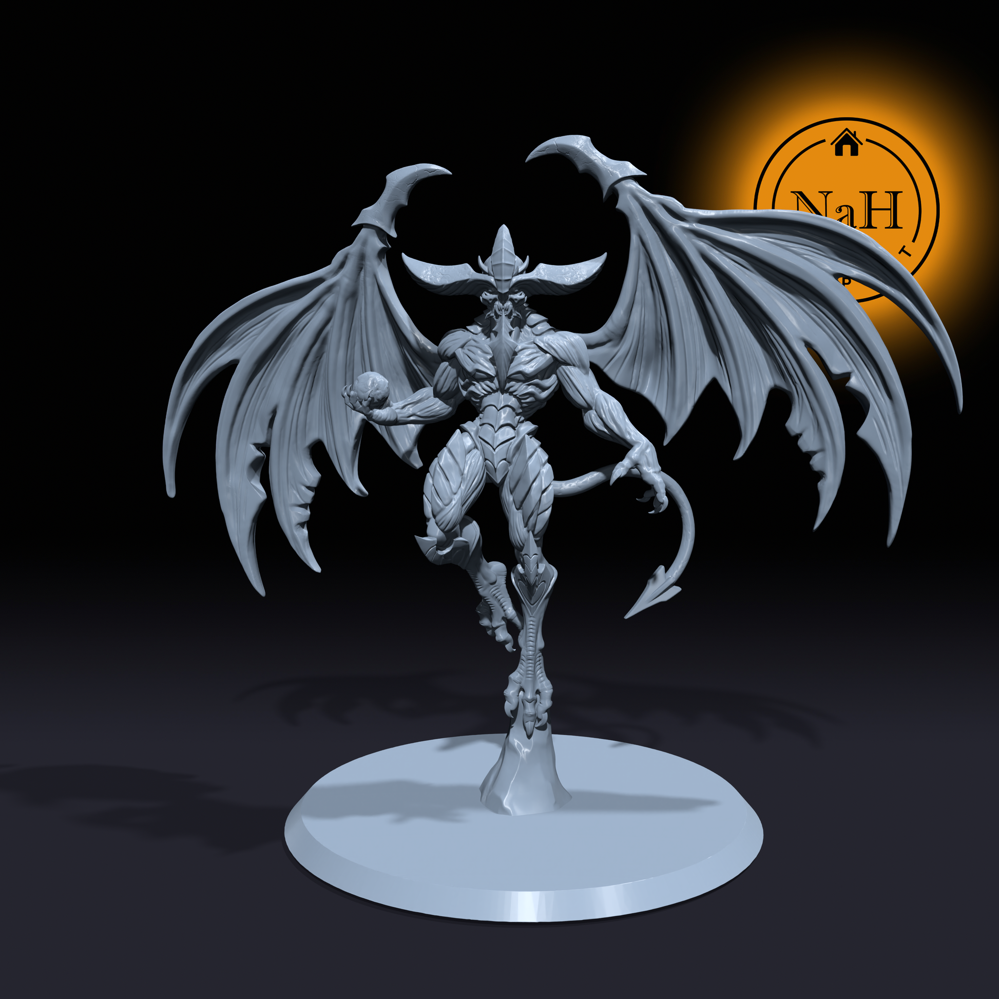 Tiuvelos, the Hellfire Tyrant | Demon or Devil Lord | Fiend miniature for Tabletop games like D&D and War Gaming| Dungeons and Dragons Mini | RN estudio