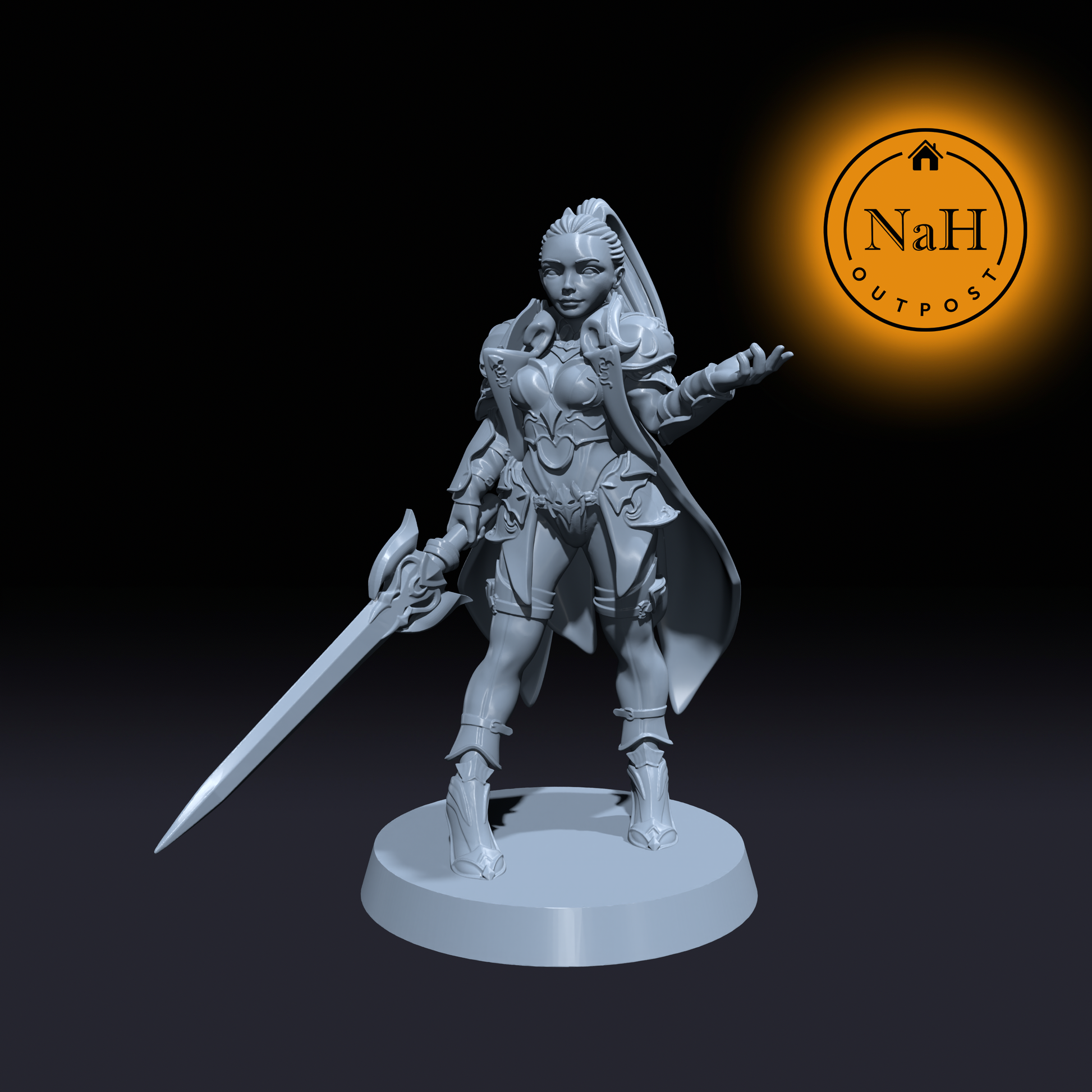 Ainara Stormblade | Female Officer of the Guard | Fighter or Paladin miniature for Tabletop games like D&D and War Gaming| Dungeons and Dragons Mini | RN estudio