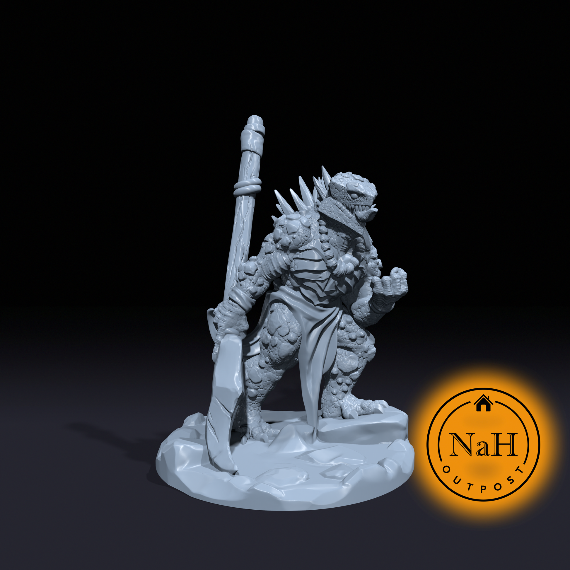 Basilisk Folk | Dragonborn Barbarian | Lizardfolk Fighter Miniature for Tabletop games like D&D and TTRPG War Gaming