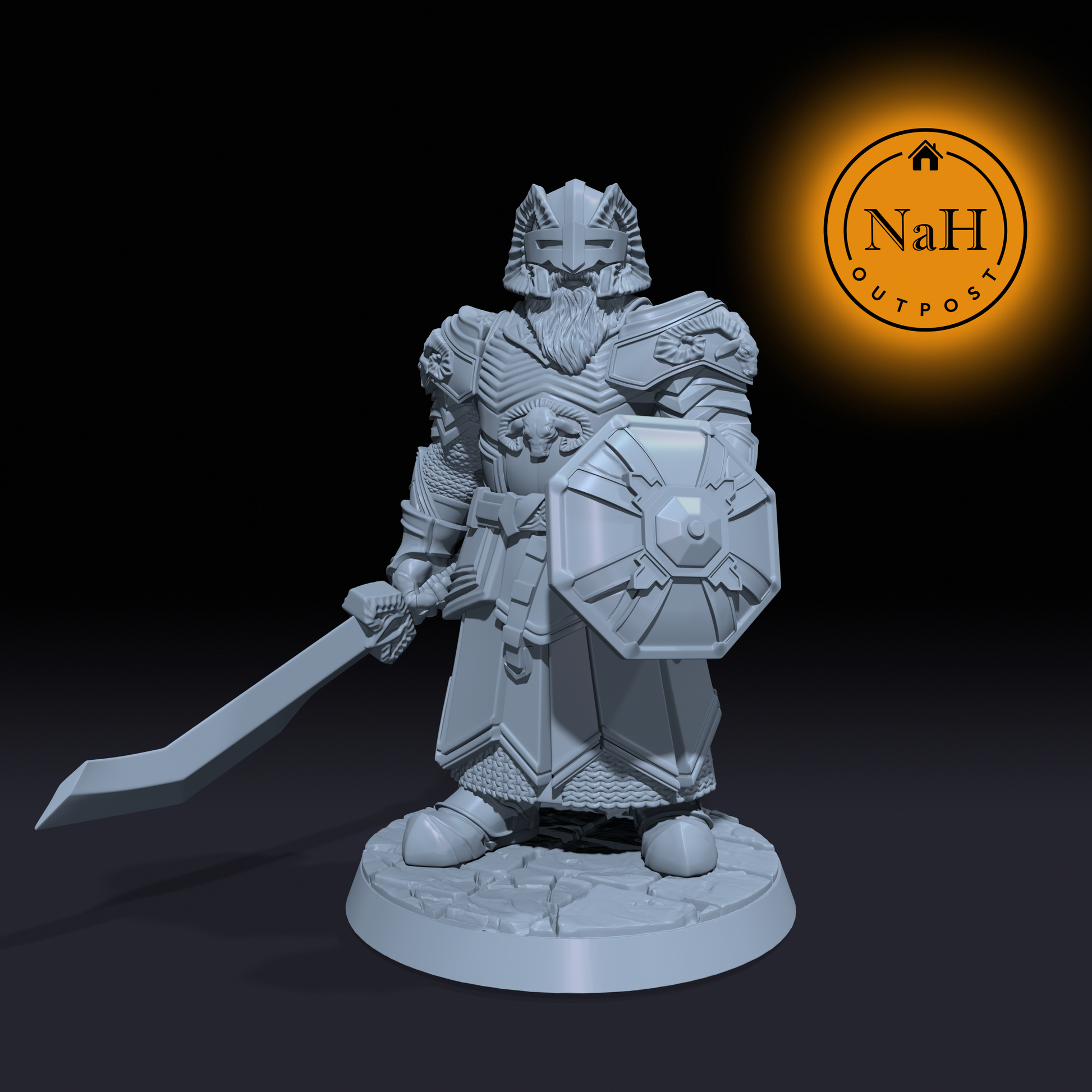 Baelgor Ramheart | Dwarf Ram Lord Paladin or Fighter miniature for Tabletop games like D&D and War Gaming| Dungeons and Dragons Mini | RN estudio