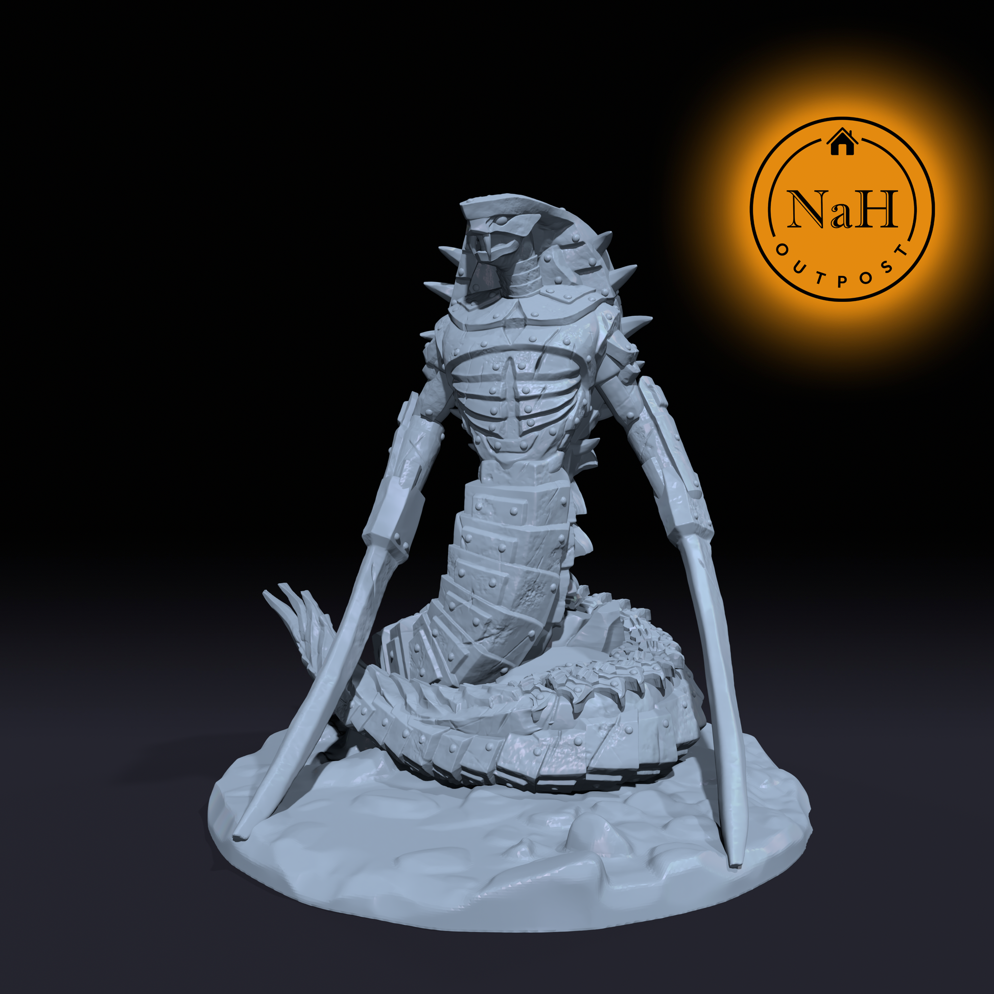 Zalkyrr, the Coilforged Blade | Battlebuilt Serpentine Construct Miniature for Tabletop games like D&D and War Gaming | Dungeons and Dragons Mini