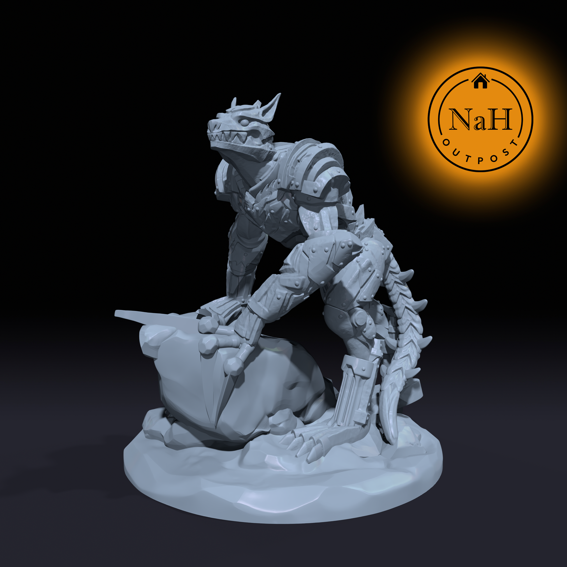 Karnyx, the Steel Howler | Battlebuilt Werewolf Construct Miniature for Tabletop games like D&D and War Gaming | Dungeons and Dragons Mini