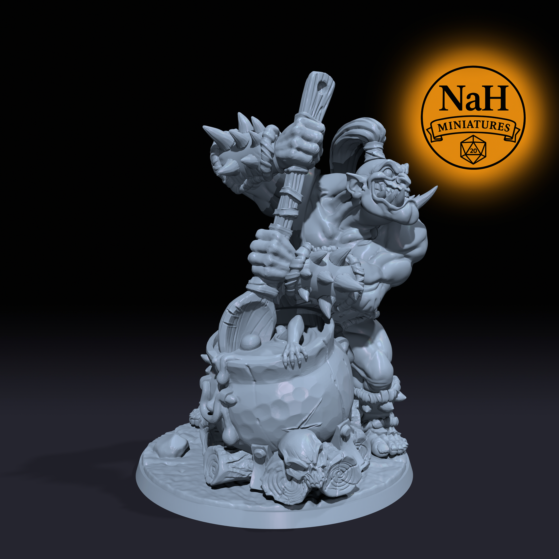 Burtz Dwarfstew, the Cannibal Chef | Ogre Marauders | Ogre Cook, Tribal Brute miniature for Tabletop games like D&D, Pathfinder, and Daggerheart | Dungeons and Dragons Mini