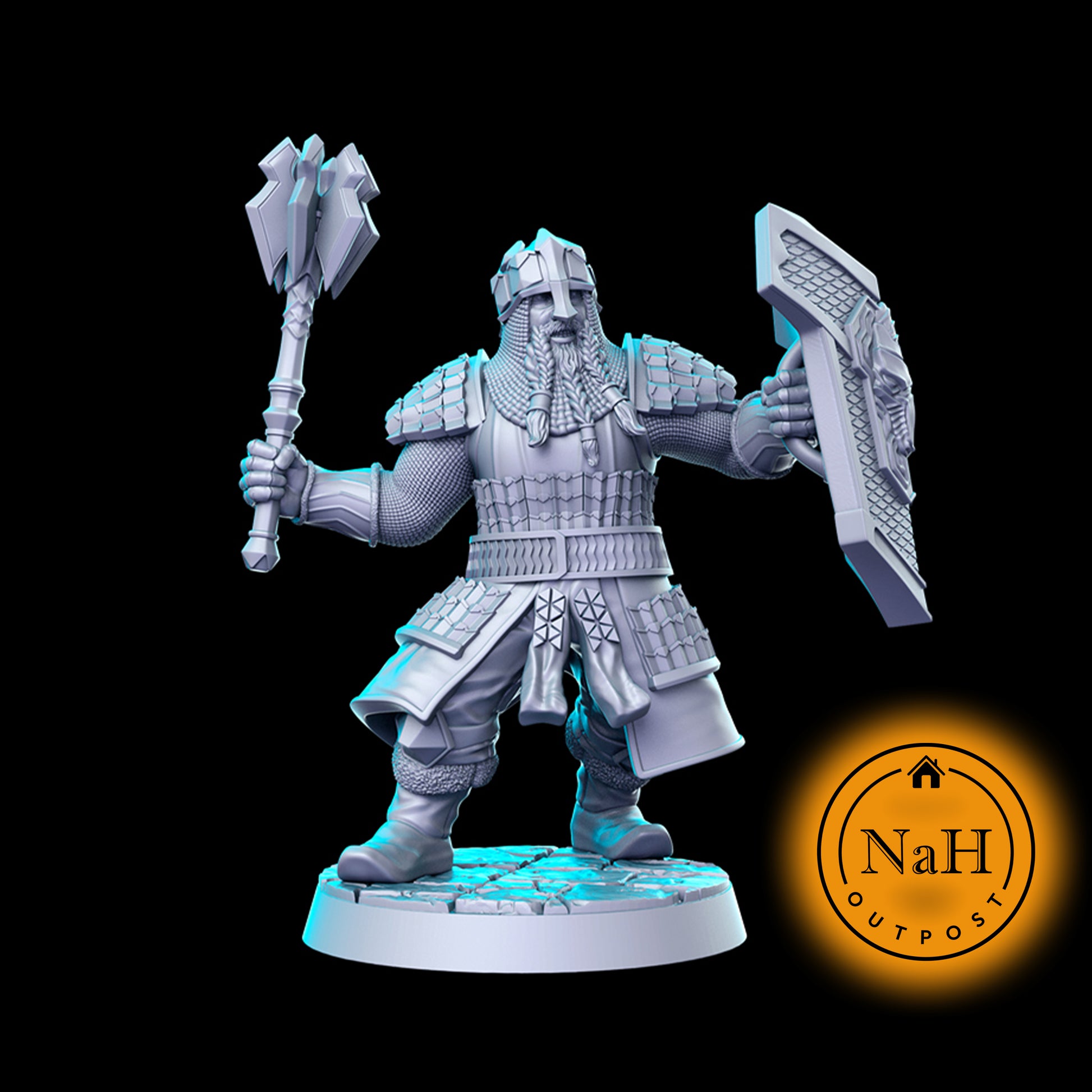 Kalden Stormward | Dwarf Mace Paladin or Fighter miniature for Tabletop games like D&D and War Gaming| Dungeons and Dragons Mini | RN estudio
