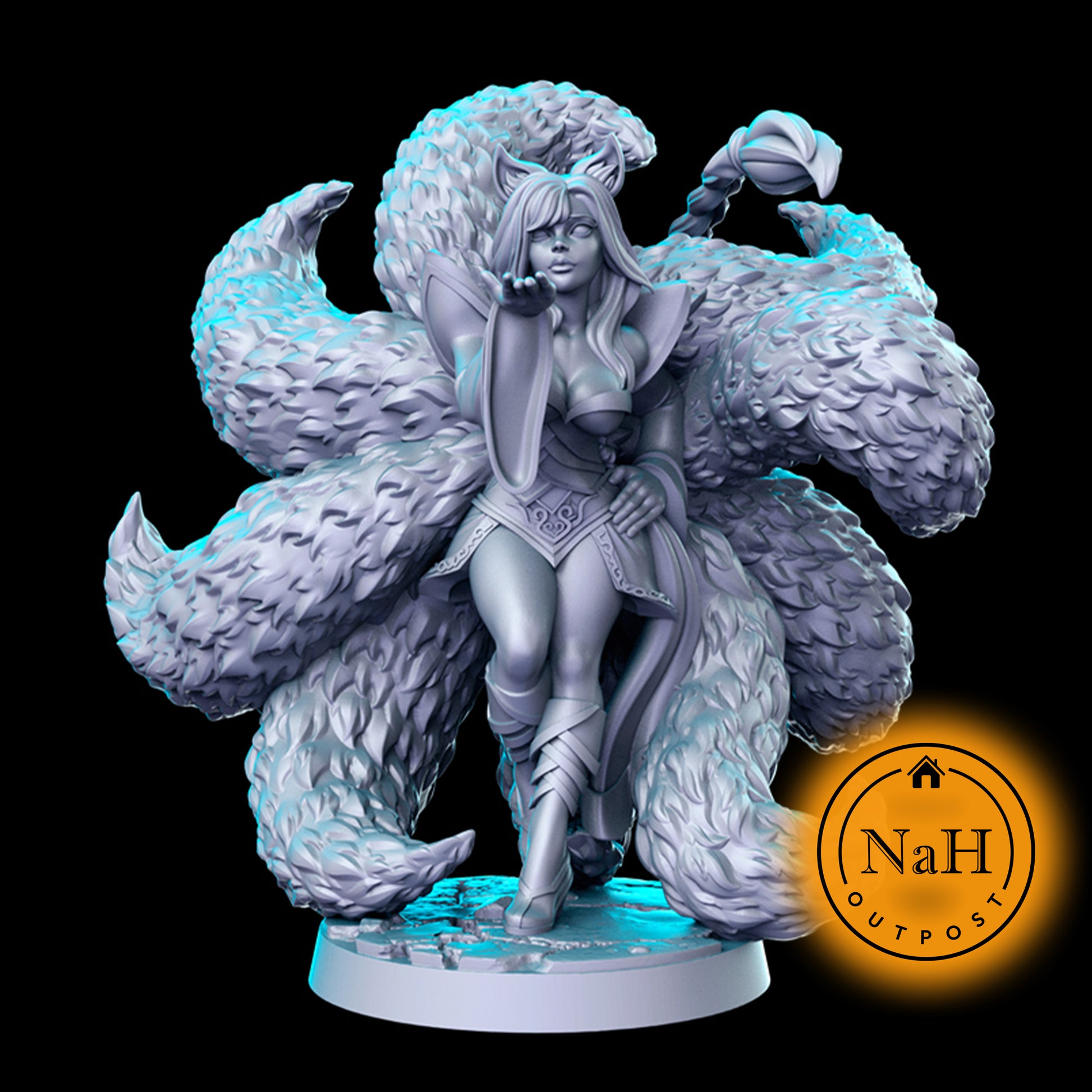 Mysta the Vortex Fox | Ahri | Druid miniature for Tabletop games like D&D and War Gaming| Dungeons and Dragons Mini | RN estudio