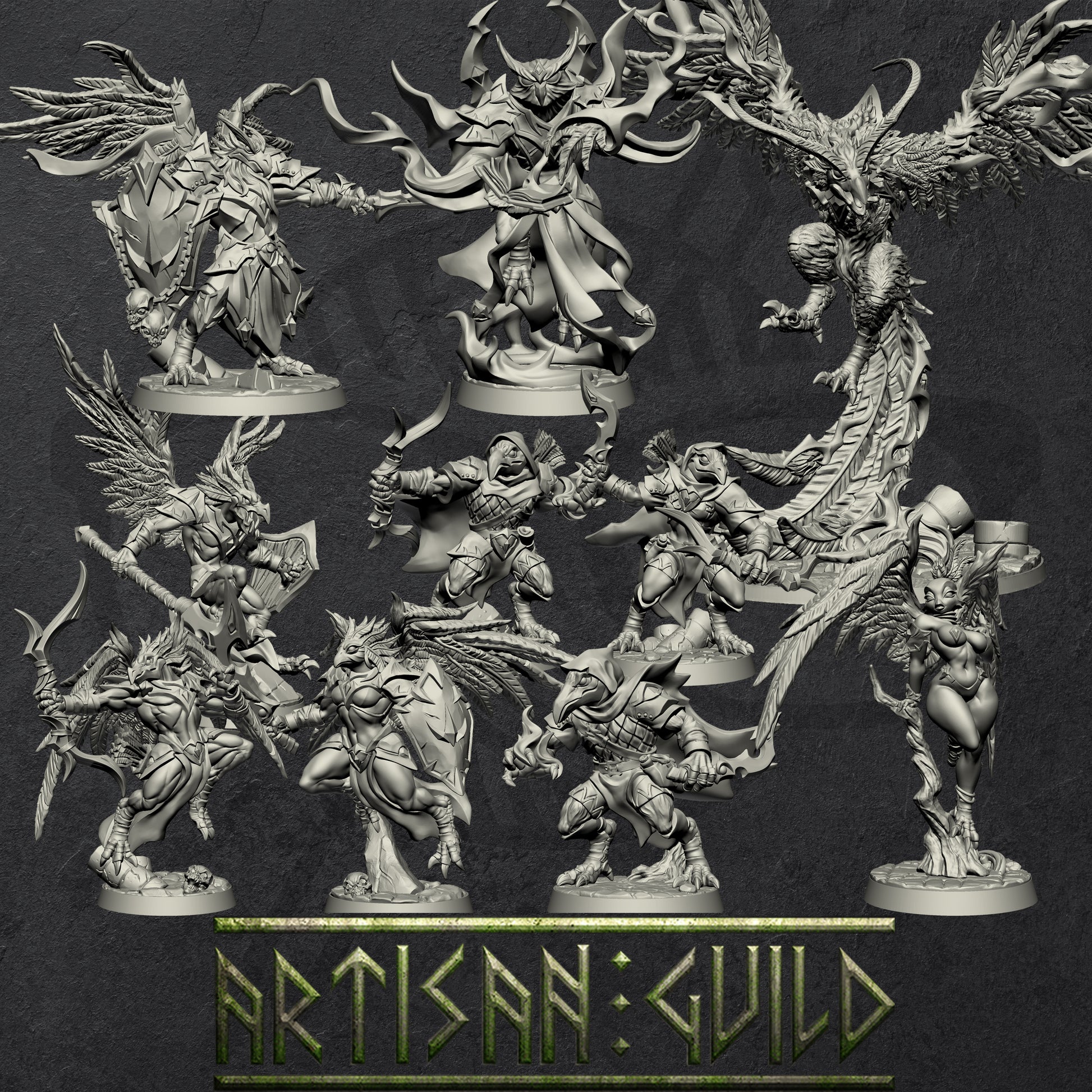 EyeCult Gryphkin Set | Modular Winged Aarakocra and Kenku miniatures miniature for Tabletop games like D&D and War Gaming