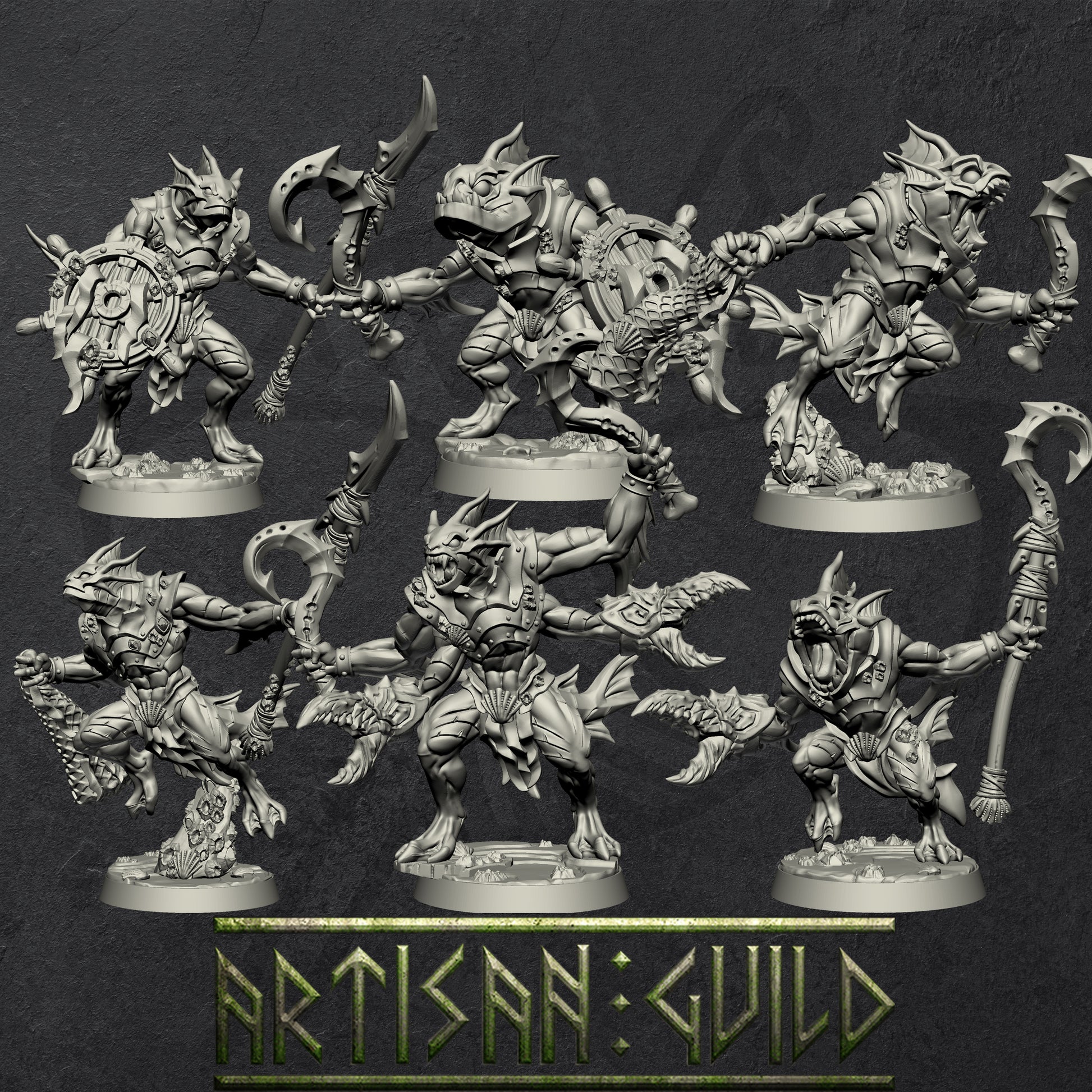 DeathTide Jurakin | Modular Sahuagin miniatures miniature for Tabletop games like D&D and War Gaming