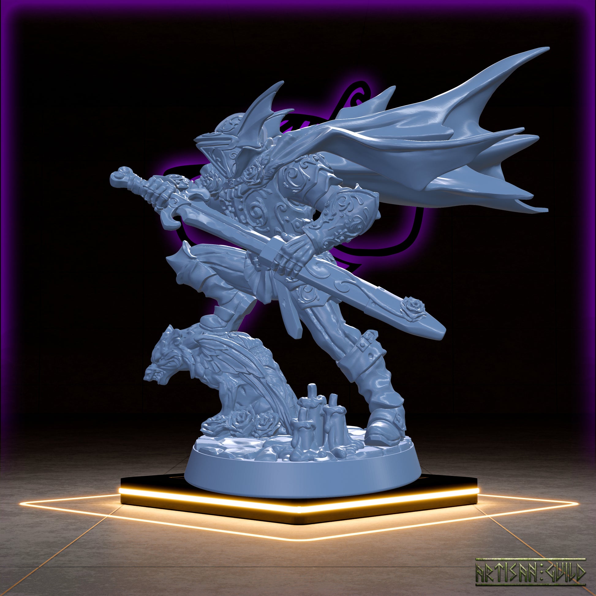 Harguul Blade of the Roses | Undead Fighter | Skeleton Paladin | Old Berg Fallen Ones Miniatures for Tabletop games like D&D or Warhammer
