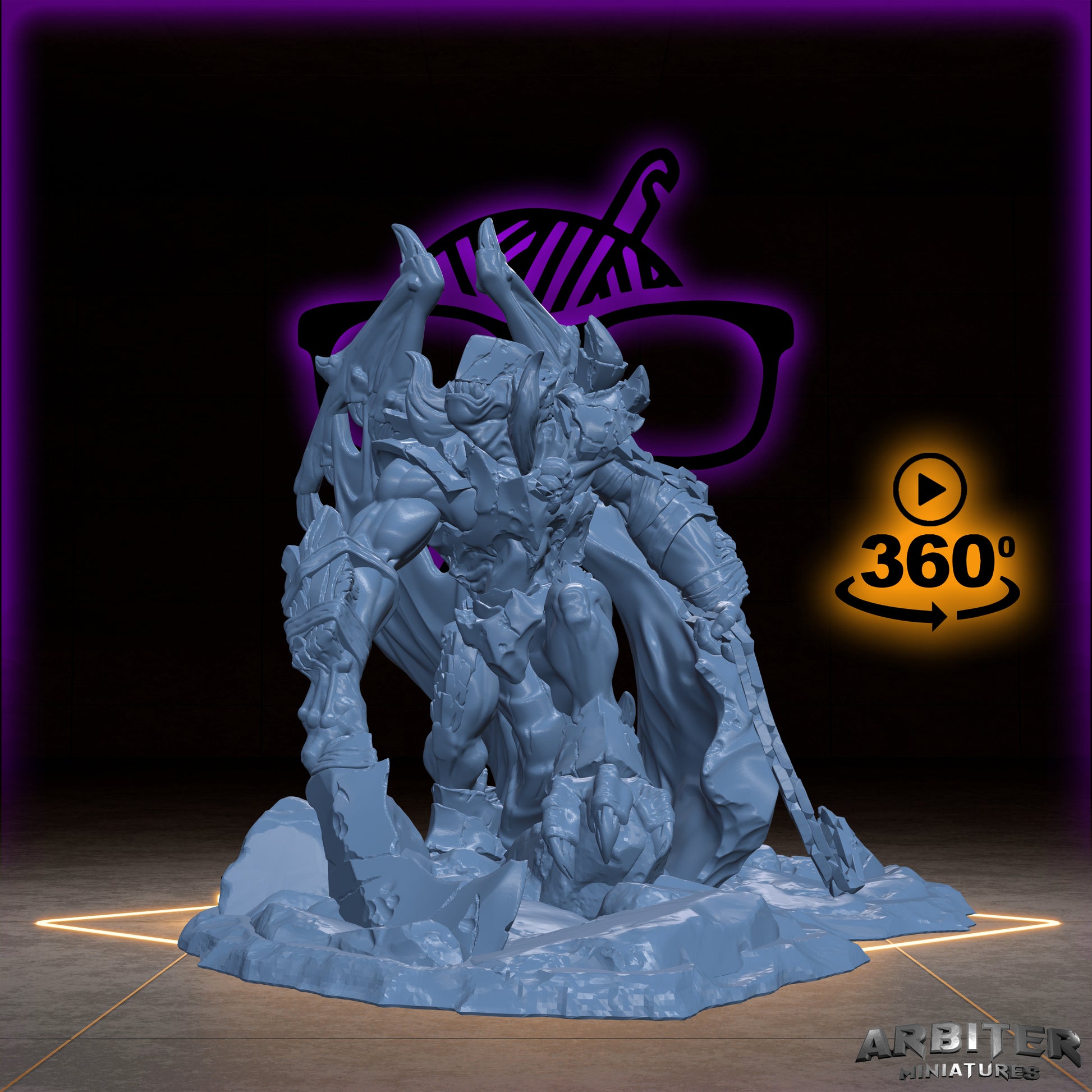 Bladed Demon Lord | Wing Fiend miniature for Tabletop games like D&D or War Gaming | Sculpted By Arbiter Miniatures