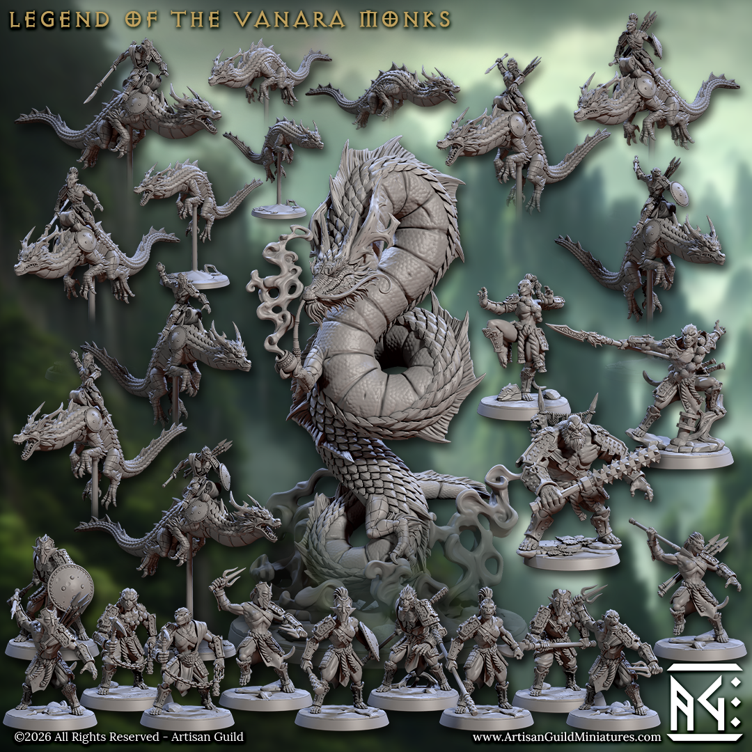 Legend of the Vanara Monks Complete Set | Vanara Wukong Shenlong miniature set for D&D, Pathfinder | TTRPG Mini