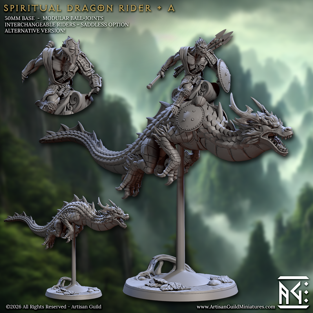Jinrai Stormcrest, Shenlong Rider | Vanara Wukong Dragon Rider miniature for D&D, Pathfinder | TTRPG Mini