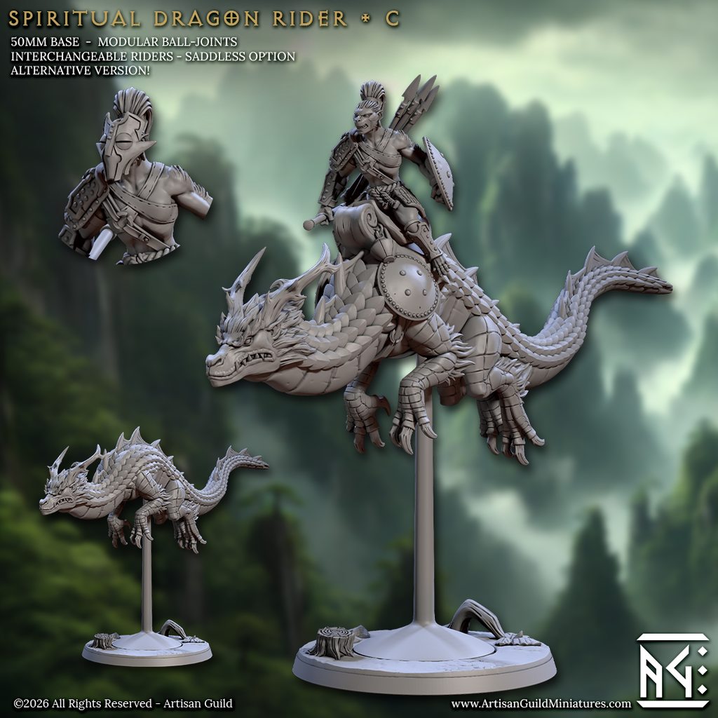 Meilin Jadecurrent, Shenlong Rider | Vanara Wukong Dragon Rider miniature for D&D, Pathfinder | TTRPG Mini