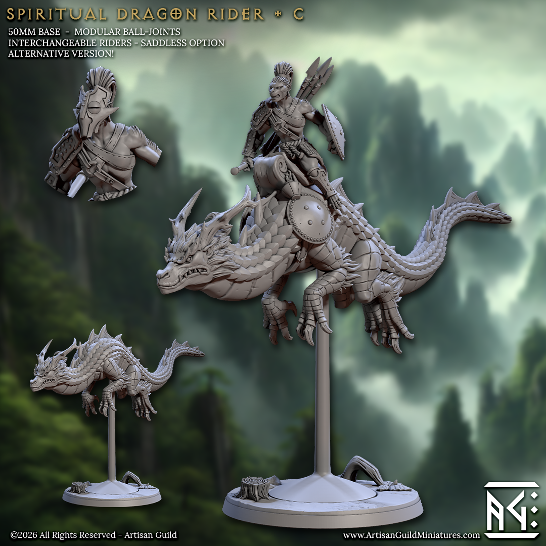 Meilin Jadecurrent, Shenlong Rider | Vanara Wukong Dragon Rider miniature for D&D, Pathfinder | TTRPG Mini