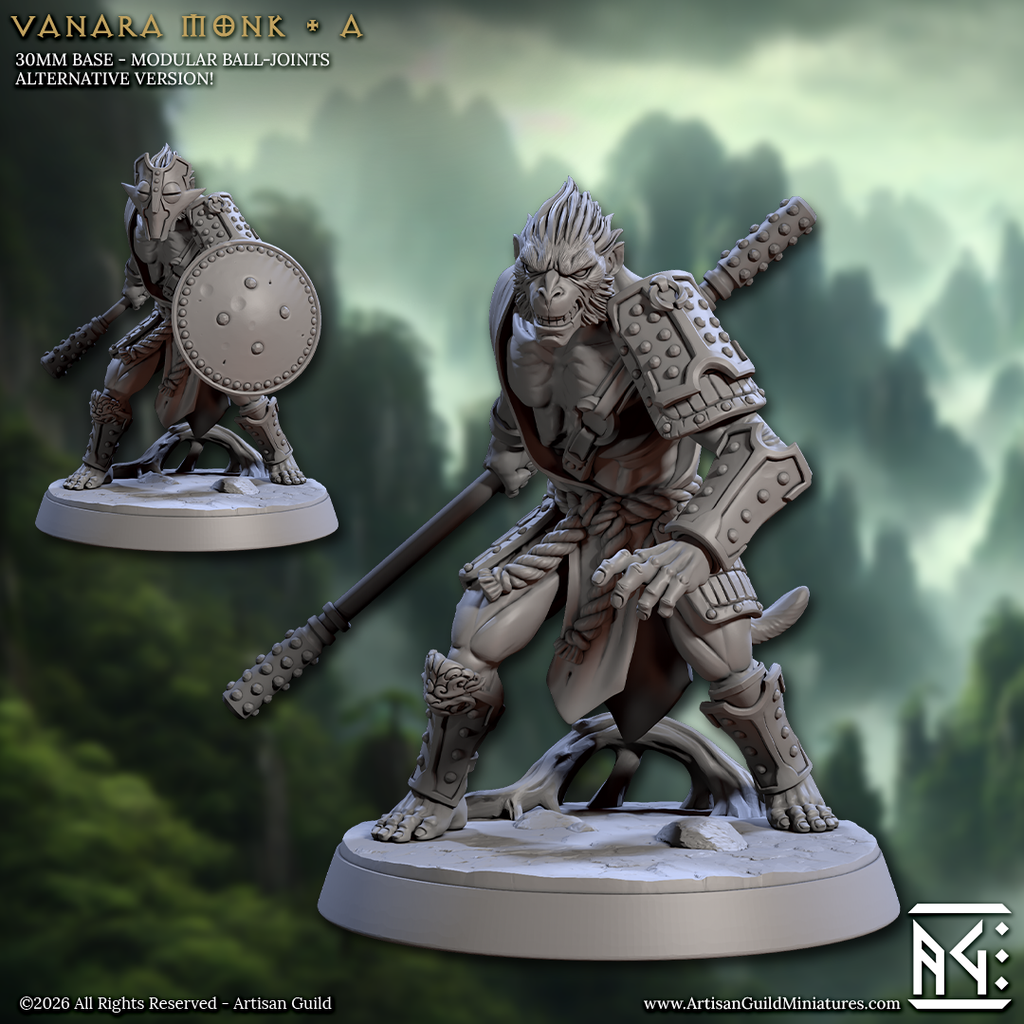 Eastward Wardens | Vanara Wukong Warband miniature for D&D, Pathfinder | TTRPG Mini