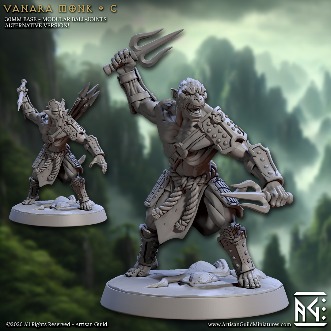 Eastward Wardens | Vanara Wukong Warband miniature for D&D, Pathfinder | TTRPG Mini