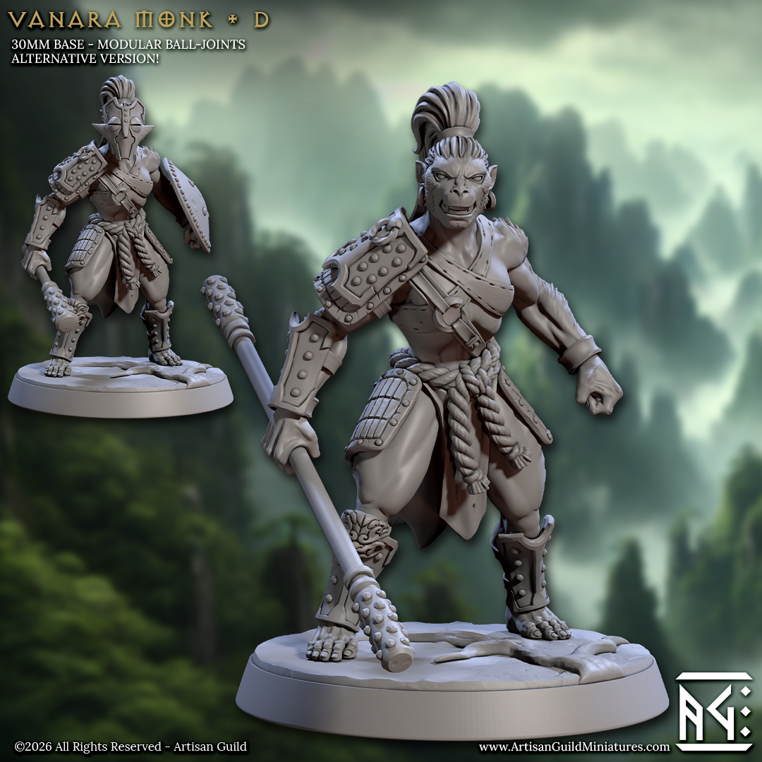 Eastward Wardens | Vanara Wukong Warband miniature for D&D, Pathfinder | TTRPG Mini