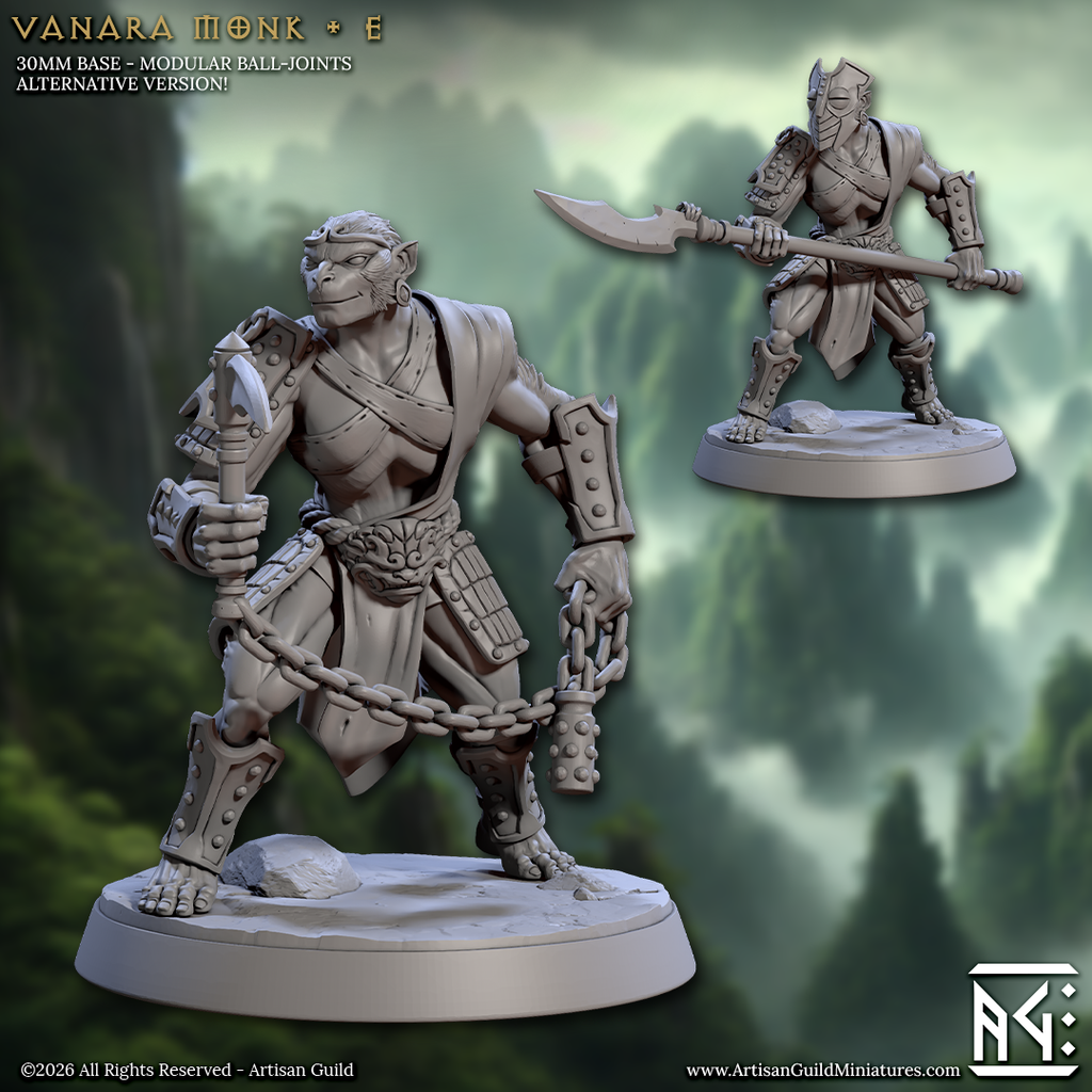 Eastward Wardens | Vanara Wukong Warband miniature for D&D, Pathfinder | TTRPG Mini