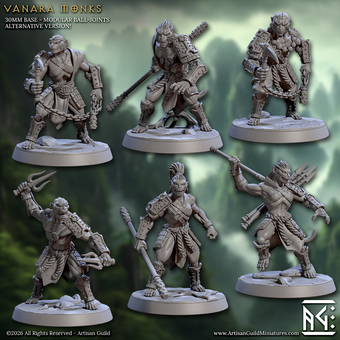 Keshan Chainreap, Kusarigama Reaper | Vanara Wukong Monk miniature for D&D, Pathfinder | TTRPG Mini