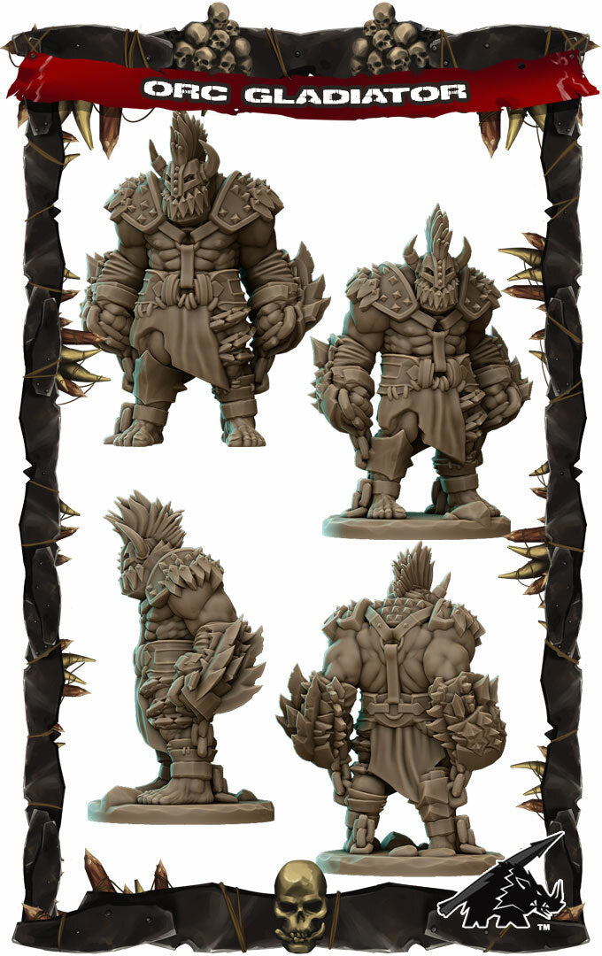 Kraz Ironfist | Orc Gladiator  or Ogre Miniature for Tabletop games like D&D and War Gaming