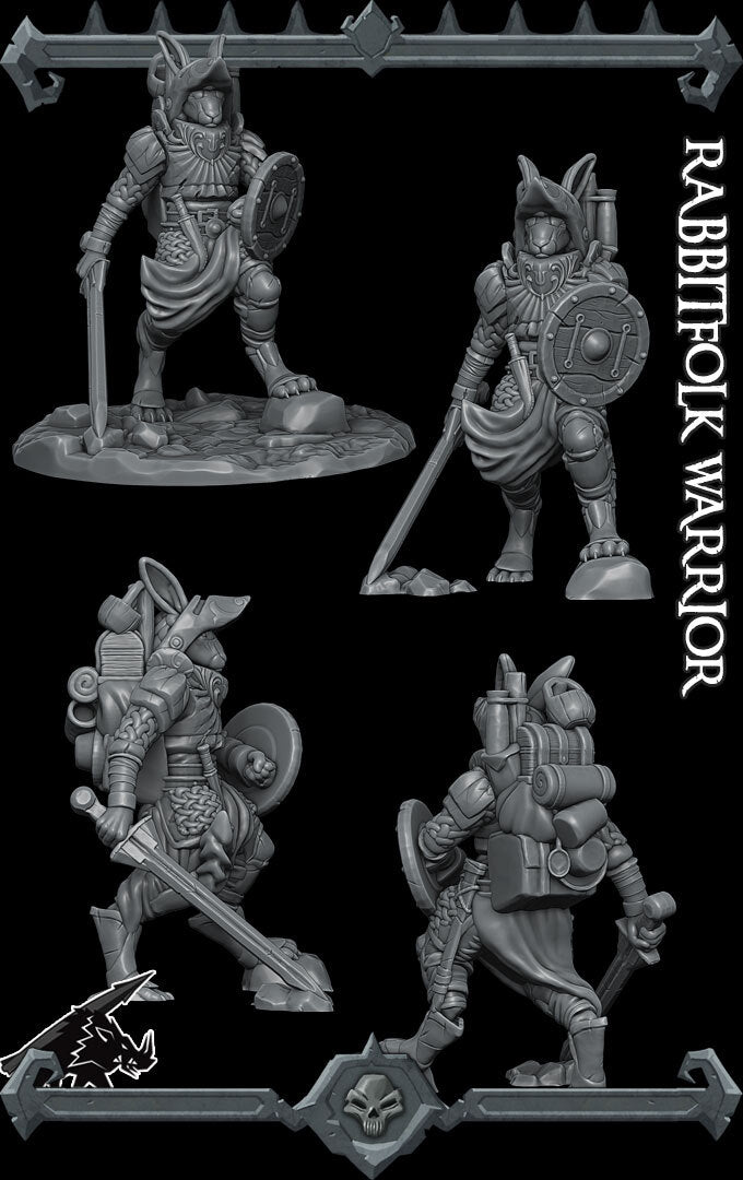 Thistle Swiftfoot | Rabbitfolk Warrior | Harengon Fey Miniature for Tabletop games like D&D and War Gaming
