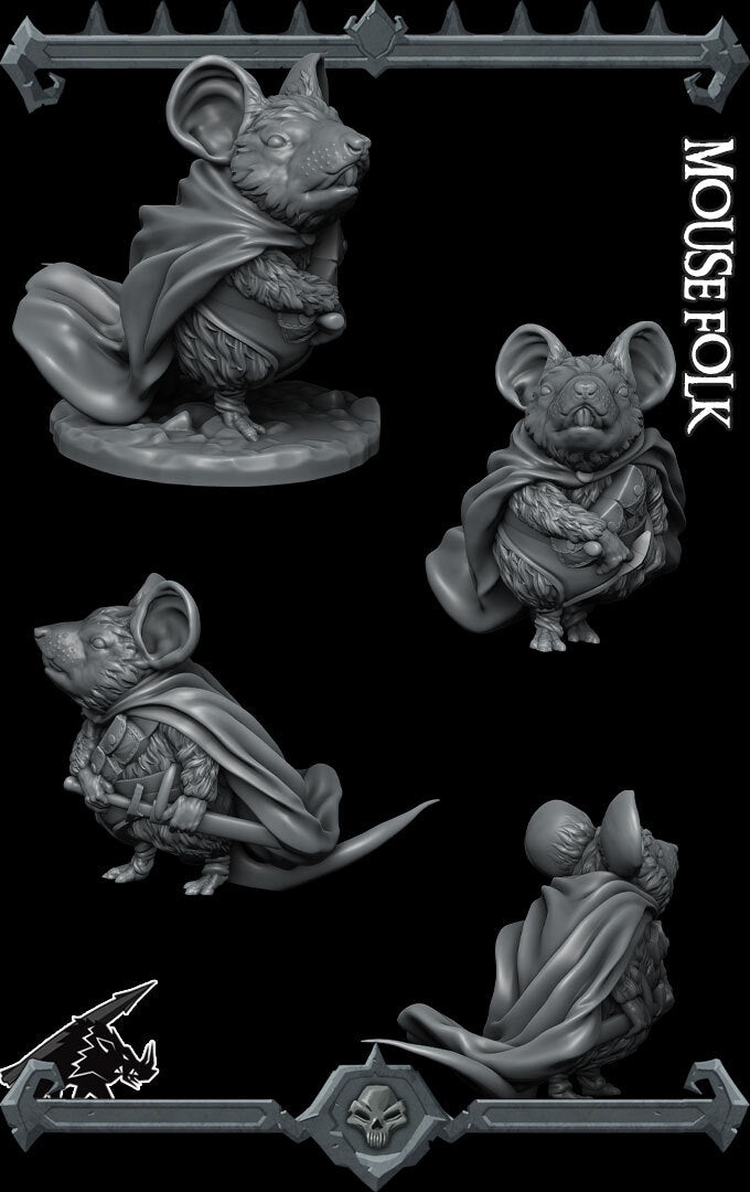 Flint Whiskershot | Mousefolk | Laicosts | Mouse Sword Fighter Miniature for Tabletop games like D&D 5e and TTRPG  War Gaming