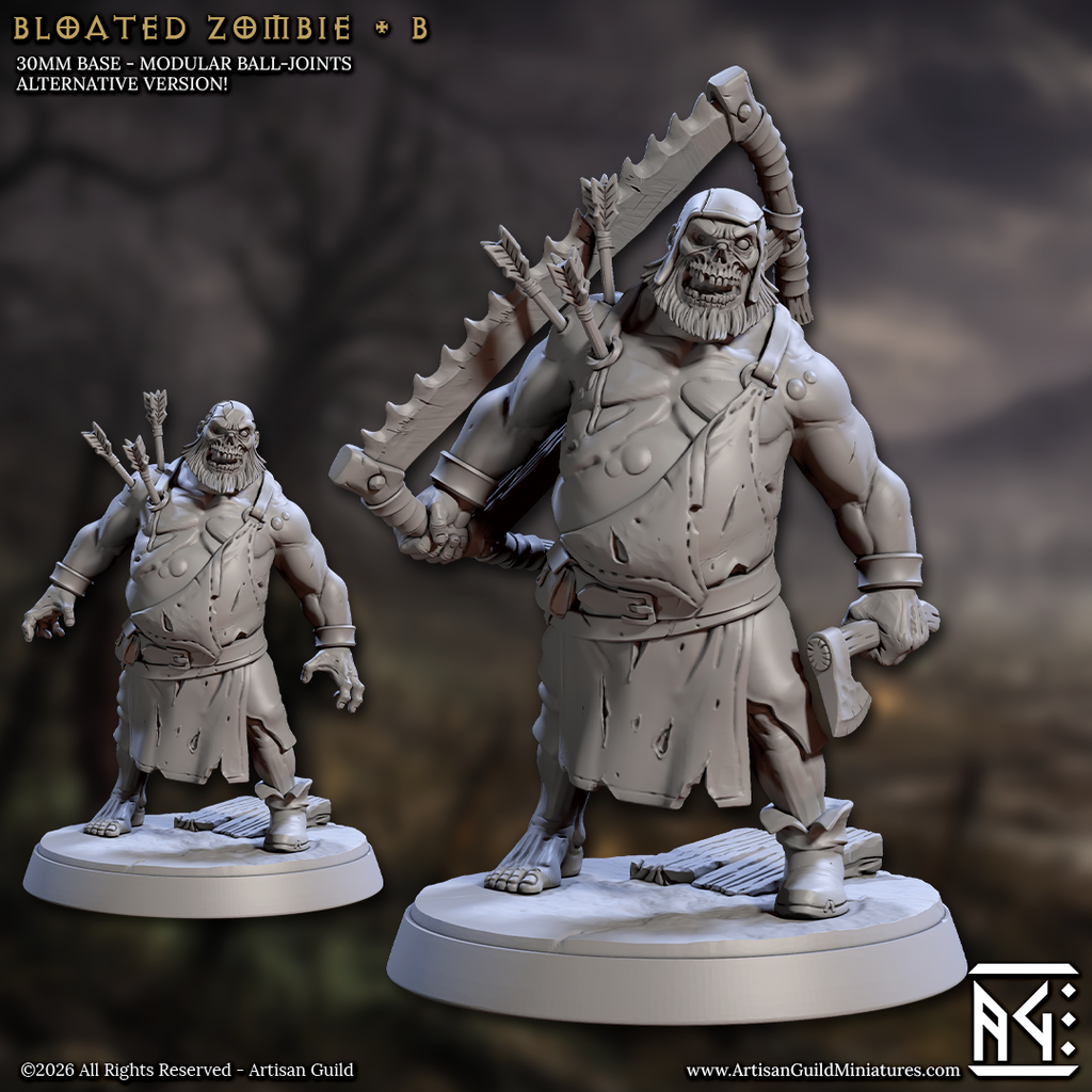 Kargan Headsman | Bloated Zombie Executioner | Undead Zombie Brute miniature for D&D, Pathfinder | TTRPG Mini