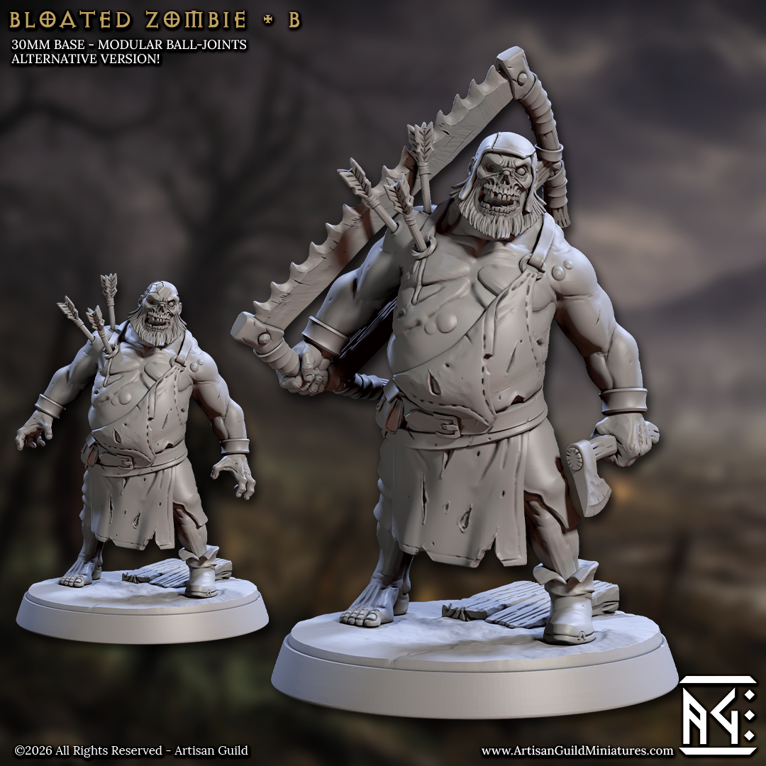 Kargan Headsman | Bloated Zombie Executioner | Undead Zombie Brute miniature for D&D, Pathfinder | TTRPG Mini
