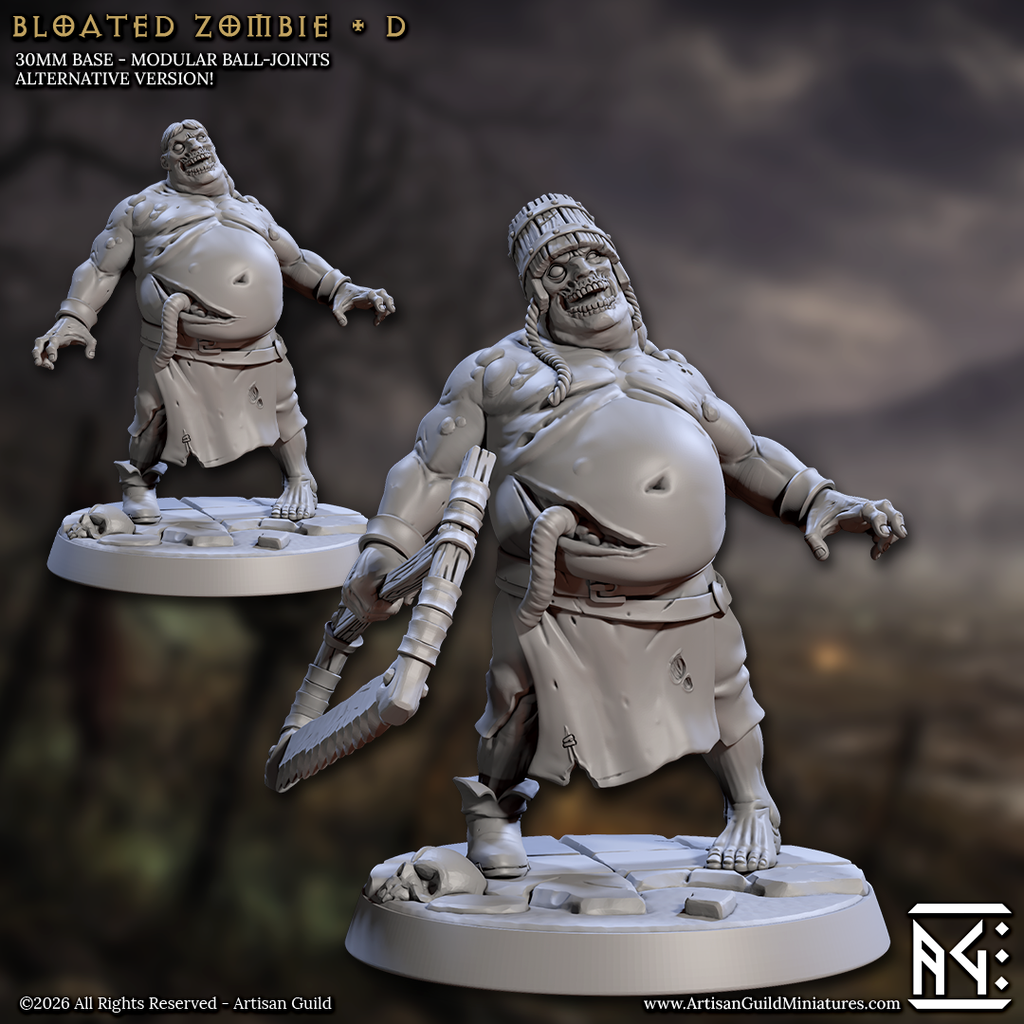 Sawbelly | Bloated Zombie Butcher miniature for D&D, Pathfinder | TTRPG Mini