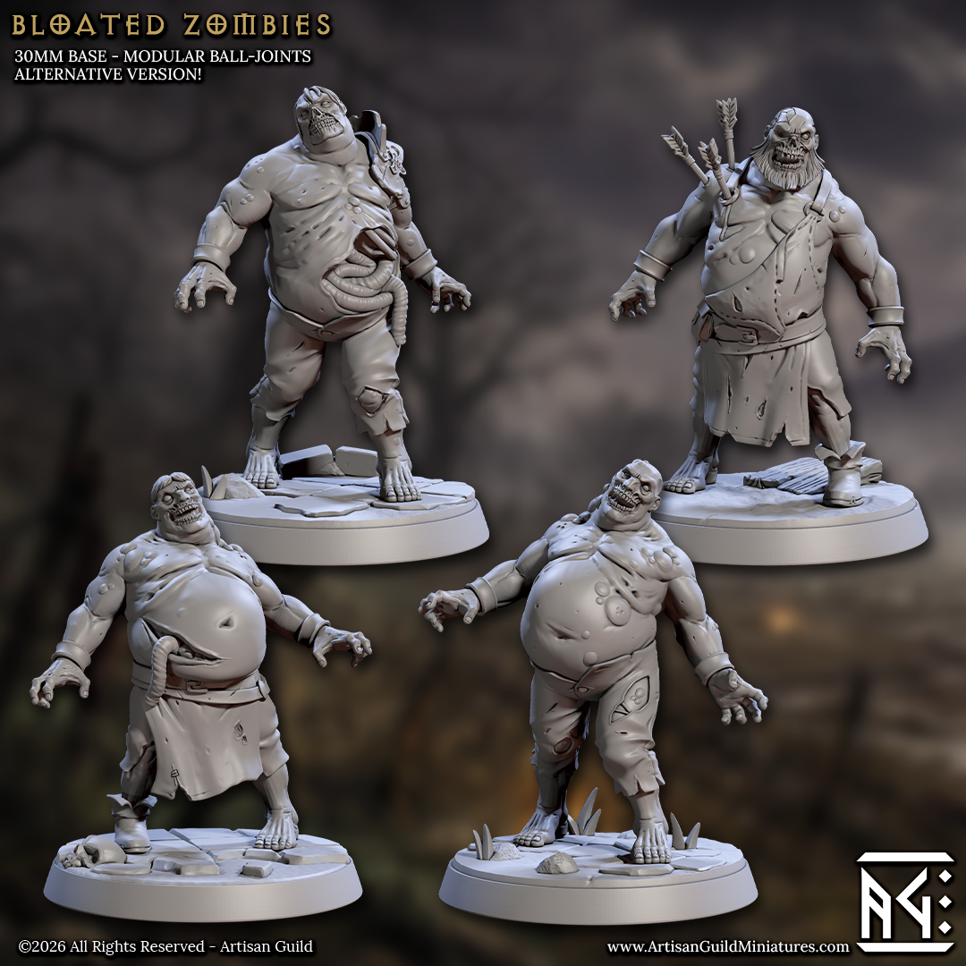 The Gutwalkers | Bloated Zombie Horde miniature set for D&D, Pathfinder | TTRPG Mini