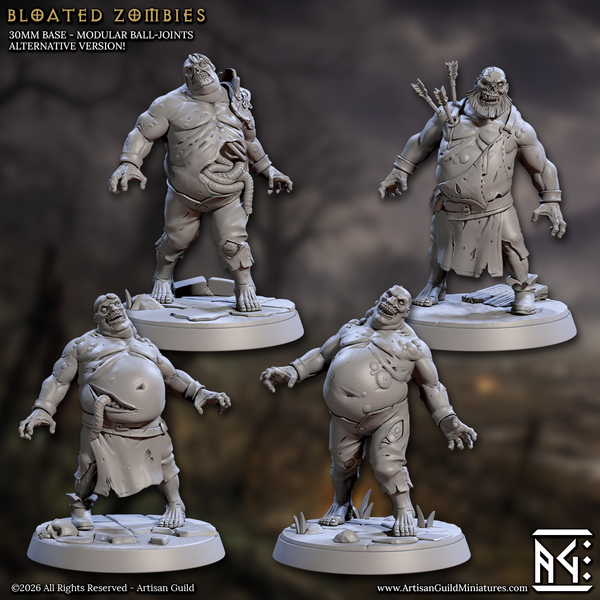 The Gutwalkers | Bloated Zombie Horde miniature set for D&D, Pathfinder | TTRPG Mini