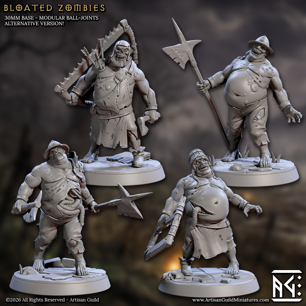 Gorrik Rotbelly, Bloated Spearman | Bloated Zombie miniature for D&D, Pathfinder | TTRPG Mini