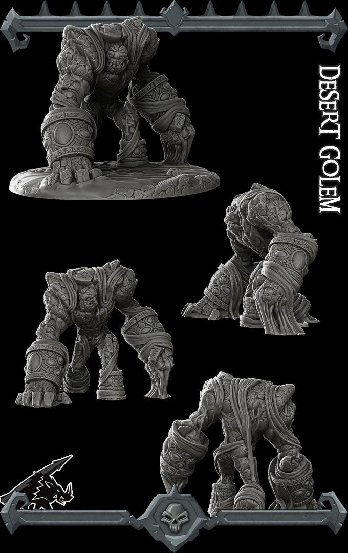 Dustrend the Dune Guardian | Desert Golem | Construct Miniature for Tabletop games like D&D and War Gaming