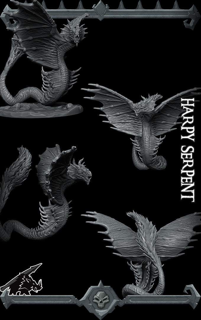 Serpis the Skyfang | Harpy Serpent | Monstrosity Miniature for Tabletop games like D&D 5e and TTRPG  War Gaming