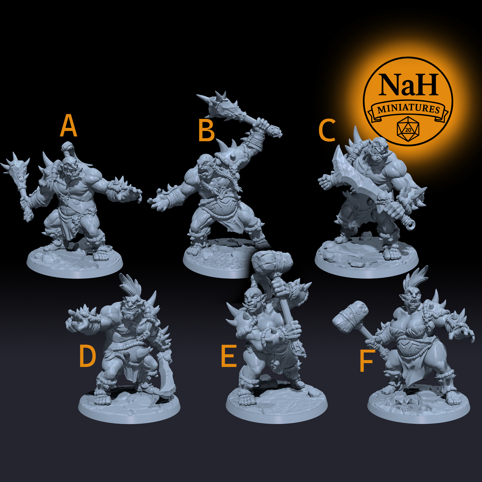 Ogre Marauders | Modular Warband Set | Ogre Raiders, Tribal Brutes miniatures for D&D, Pathfinder, and Daggerheart | TTRPG Mini