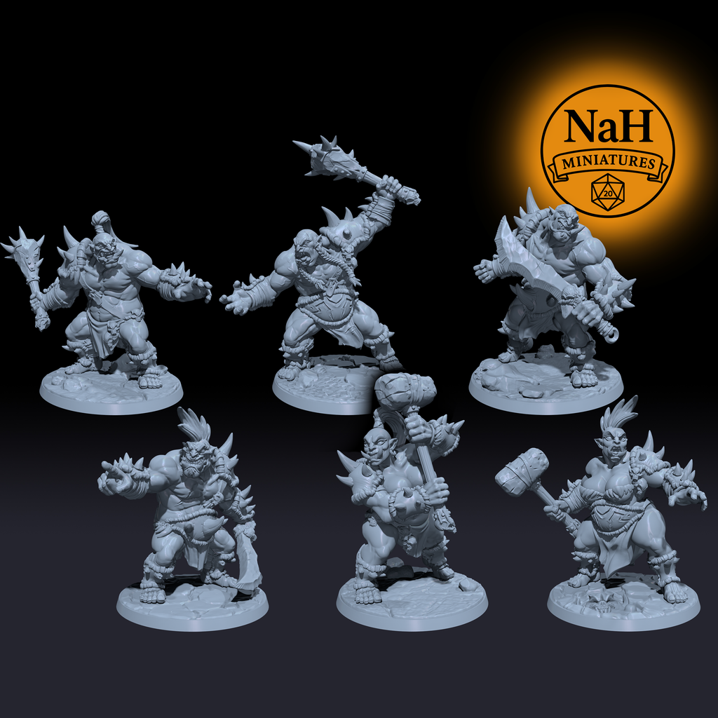 Ogre Marauders | Modular Warband Set | Ogre Raiders, Tribal Brutes miniatures for D&D, Pathfinder, and Daggerheart | TTRPG Mini