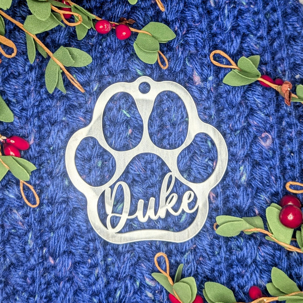 Custom Dog Christmas Ornament | Simple Paw Print with No Snowflake | Personalized Pet Gift for Dog Lovers