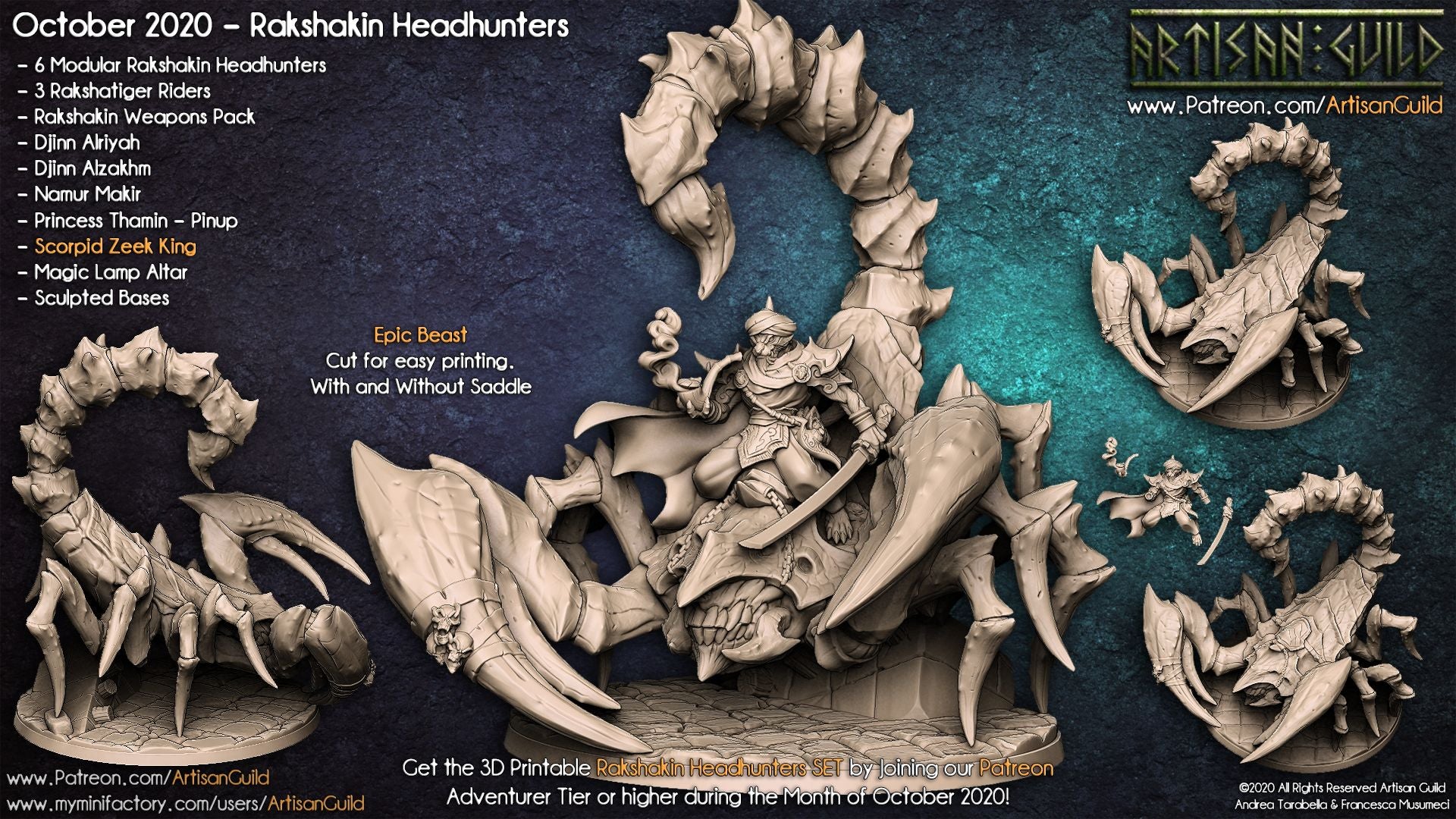 Scorpid Zeek King, Dune Colossus | Giant Scorpion Mount miniature for D&D, Pathfinder | TTRPG Mini