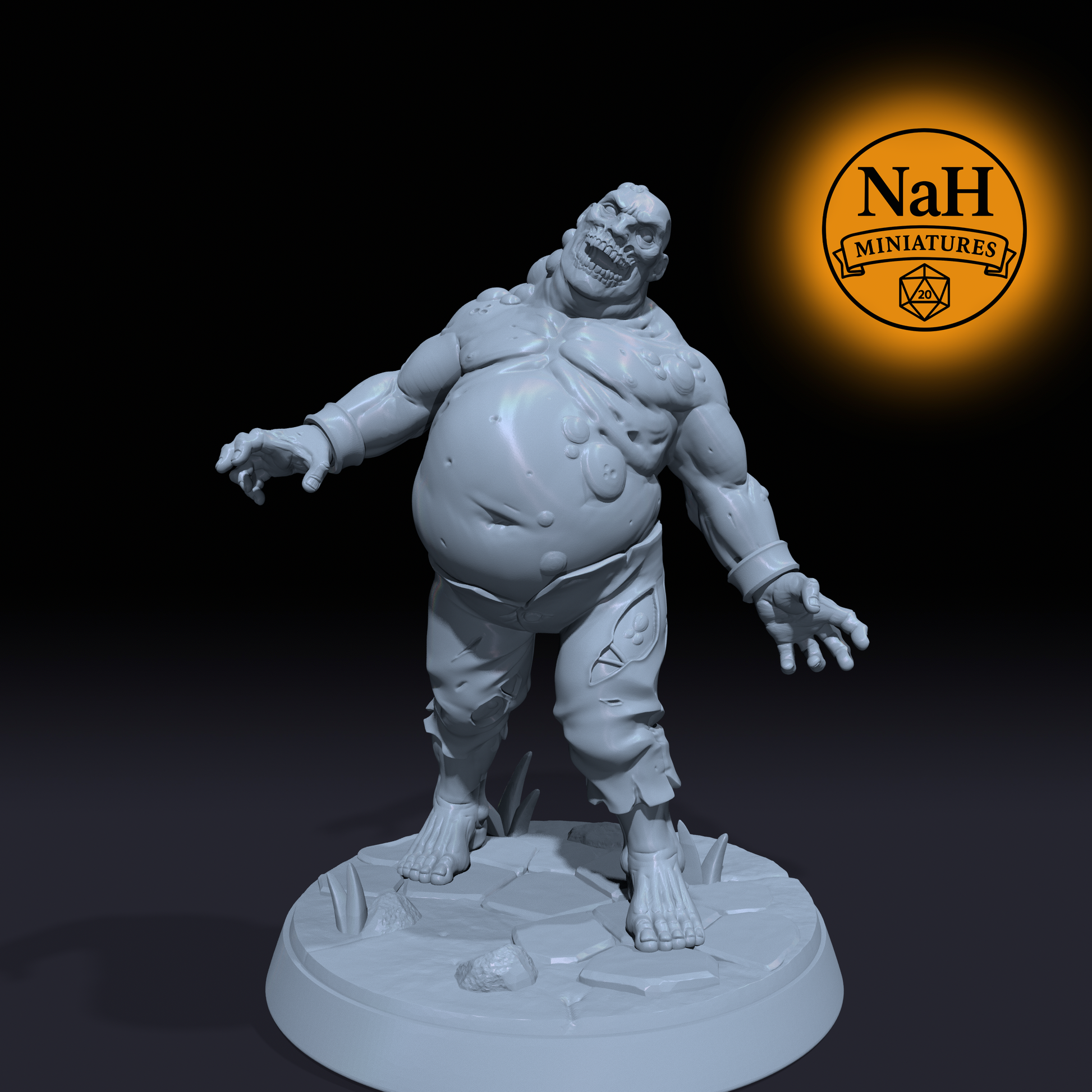 Gorrik Rotbelly, Bloated Spearman | Bloated Zombie miniature for D&D, Pathfinder | TTRPG Mini
