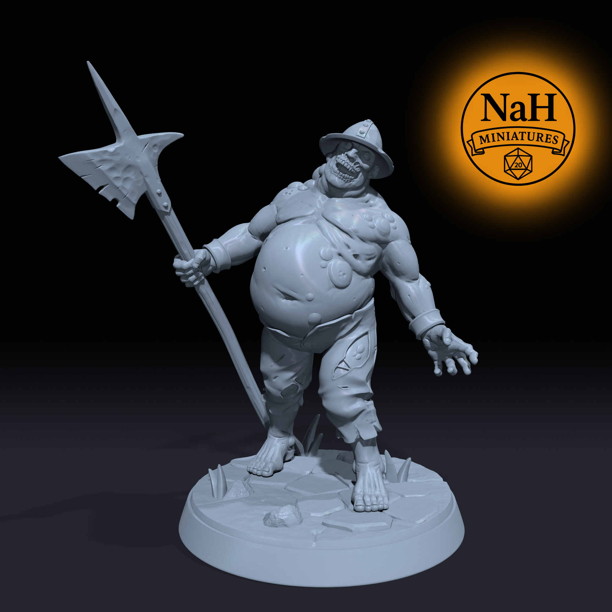 Gorrik Rotbelly, Bloated Spearman | Bloated Zombie miniature for D&D, Pathfinder | TTRPG Mini