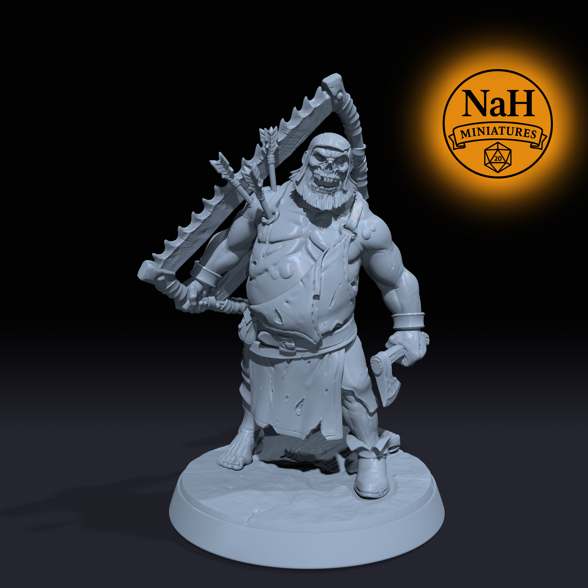 Kargan Headsman | Bloated Zombie Executioner | Undead Zombie Brute miniature for D&D, Pathfinder | TTRPG Mini