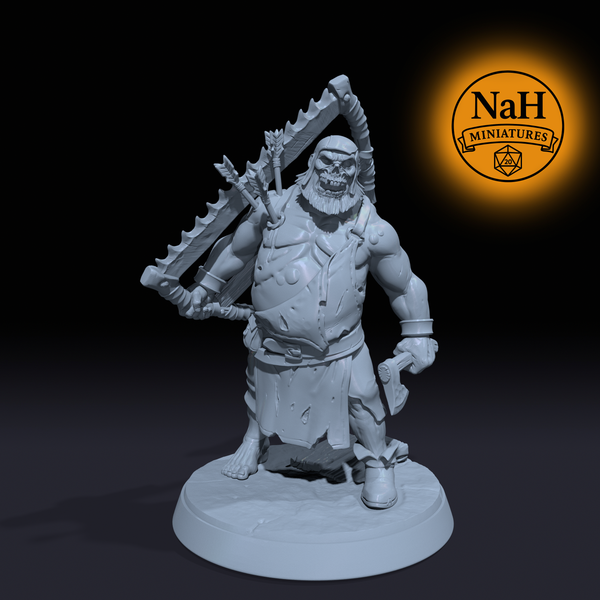 Kargan Headsman | Bloated Zombie Executioner | Undead Zombie Brute miniature for D&D, Pathfinder | TTRPG Mini