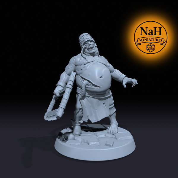 Sawbelly | Bloated Zombie Butcher miniature for D&D, Pathfinder | TTRPG Mini