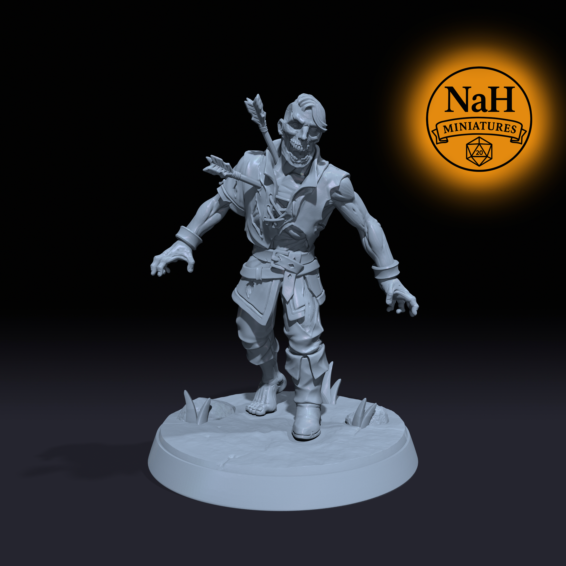 Arrowgnaw | Zombie Walker Skirmisher miniature for D&D, Pathfinder | TTRPG Mini